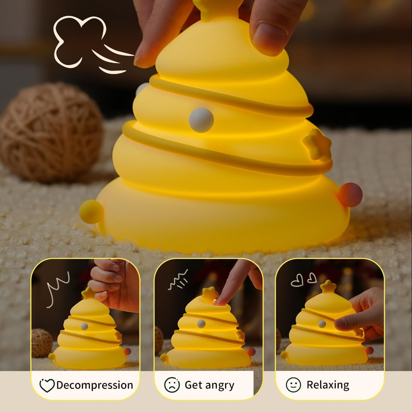 Led Cute Dog Night Light, Dimmable Nursery Puppy Kawaii Lamps, Super Squishy Silicone USB Rechargeable Touch Control Night Lamp for Kids Adults, Used for Camping Party Room Decor (Dog)