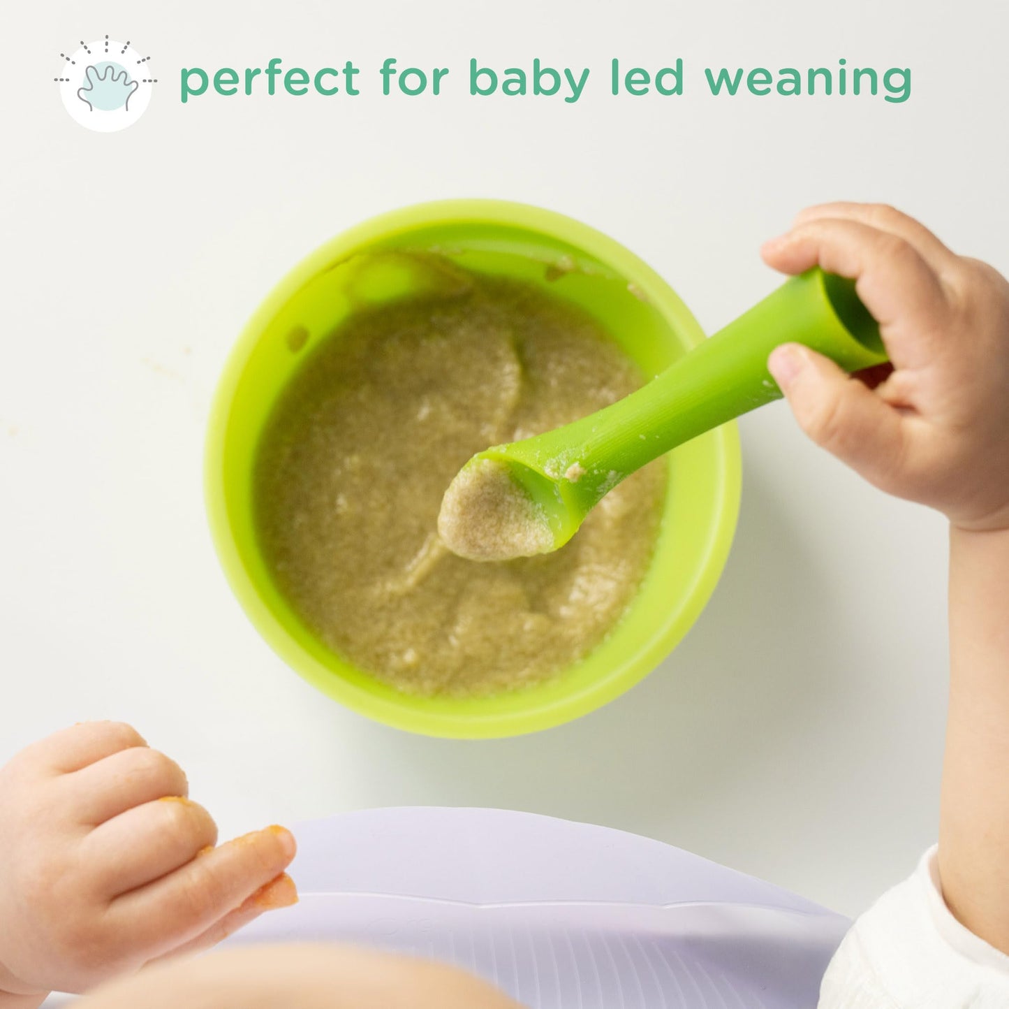 Olababy 100% Silicone Soft-Tip Training Spoon for Baby Led Weaning 2pack