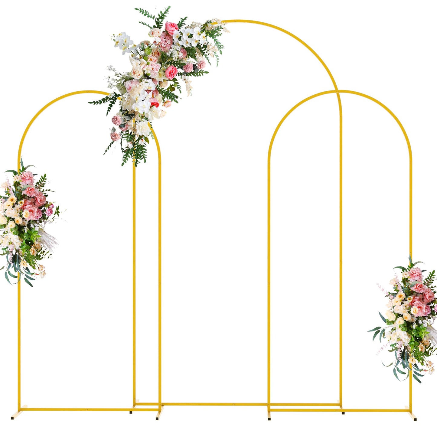 Wokceer Wedding Arch Backdrop Stand 7.2FT, 6.6FT White Metal Arch Stand Set of 2 for Birthday Party Wedding Ceremony Baby Shower Graduation Decoration