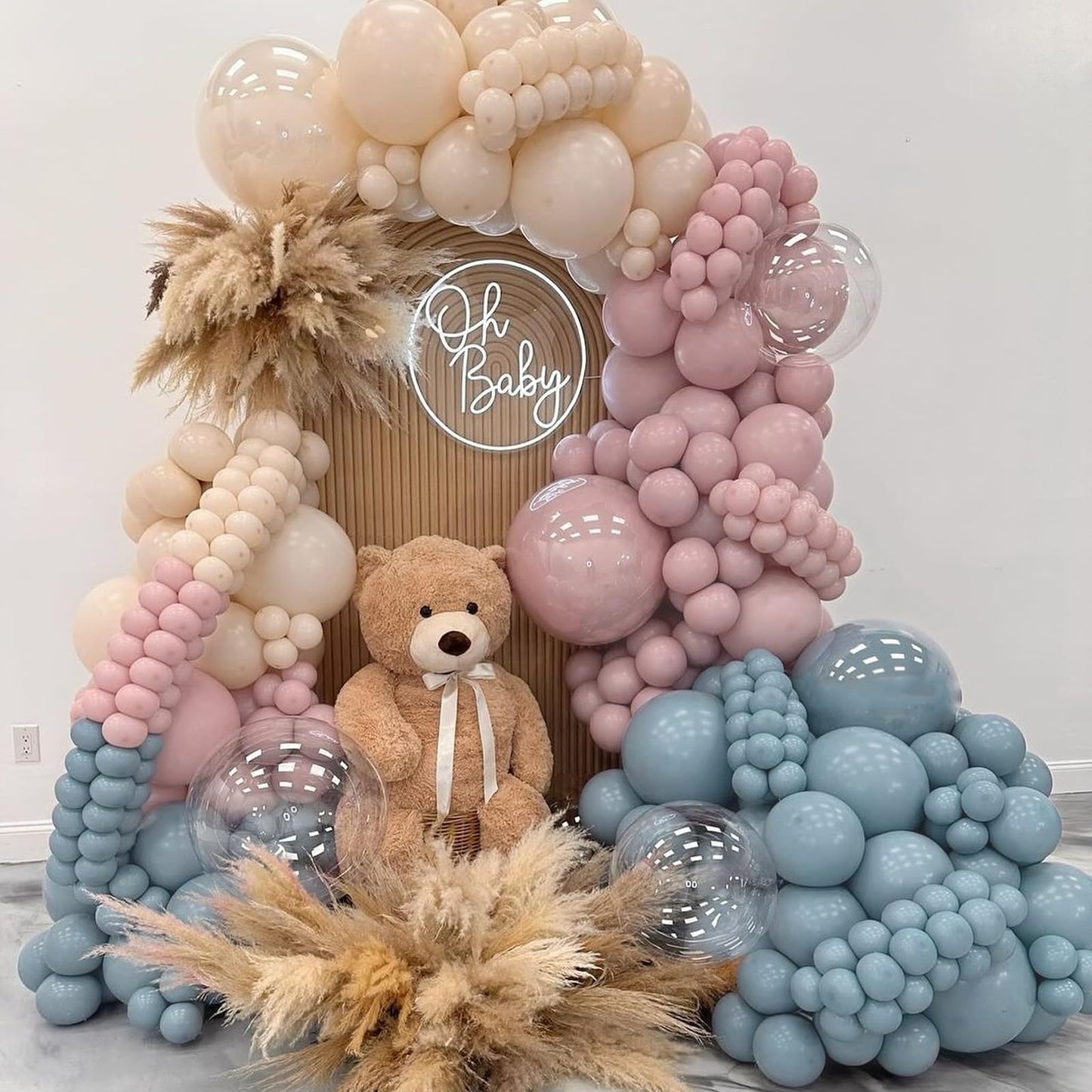 Dusty Blue Balloons Garland Arch Kit 139Pcs Fog Blue White Sand Balloons for Baby Shower Birthday Bear Theme Wedding Bride Anniversary Gender Reveal Party Decorations for Boy Girl Adult