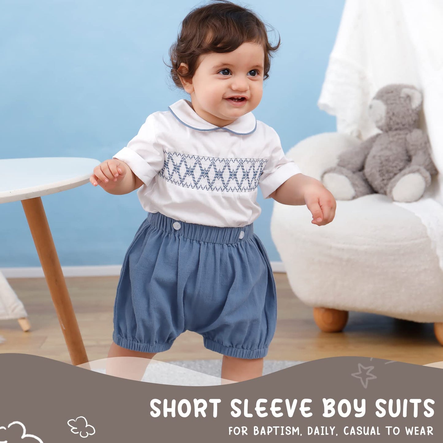 Booulfi Baby Boy Toddler Summer Clothes Wedding Birthday Outfits Suit for Boys T-Shirt and Shorts Set