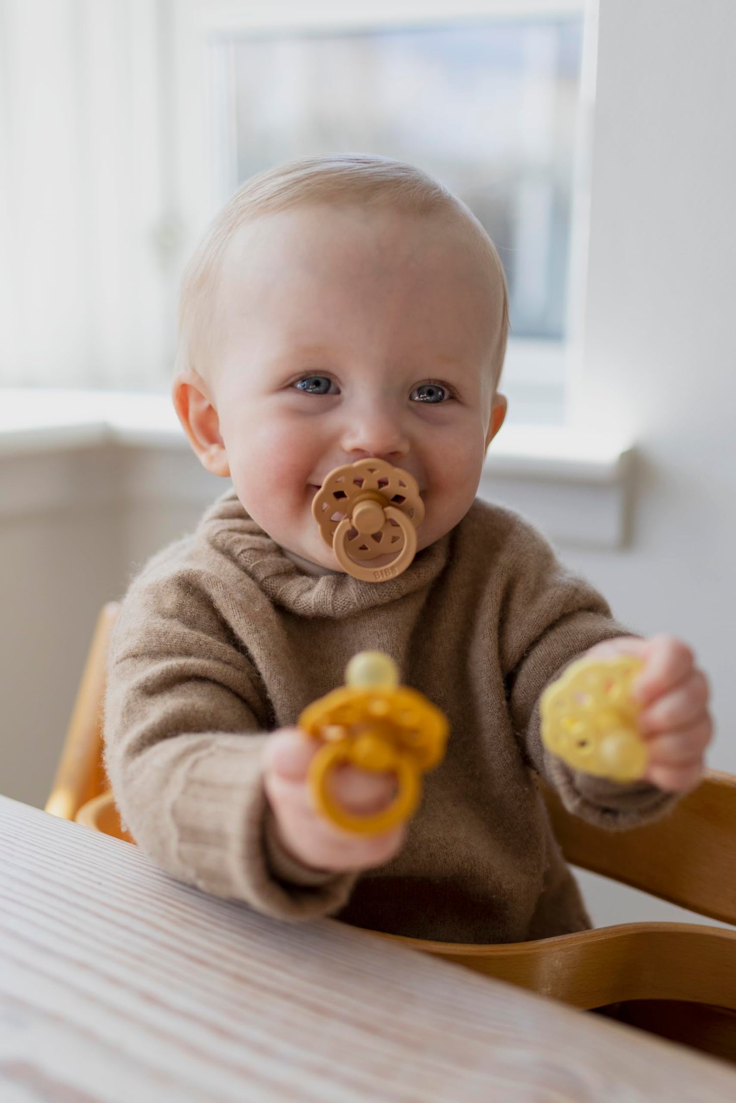 BIBS Pacifiers - Boheme Collection | BPA-Free Baby Pacifier | Made in Denmark | Set of 2 Ivory/Blossom Color Premium Soothers | Size 0-6 Months