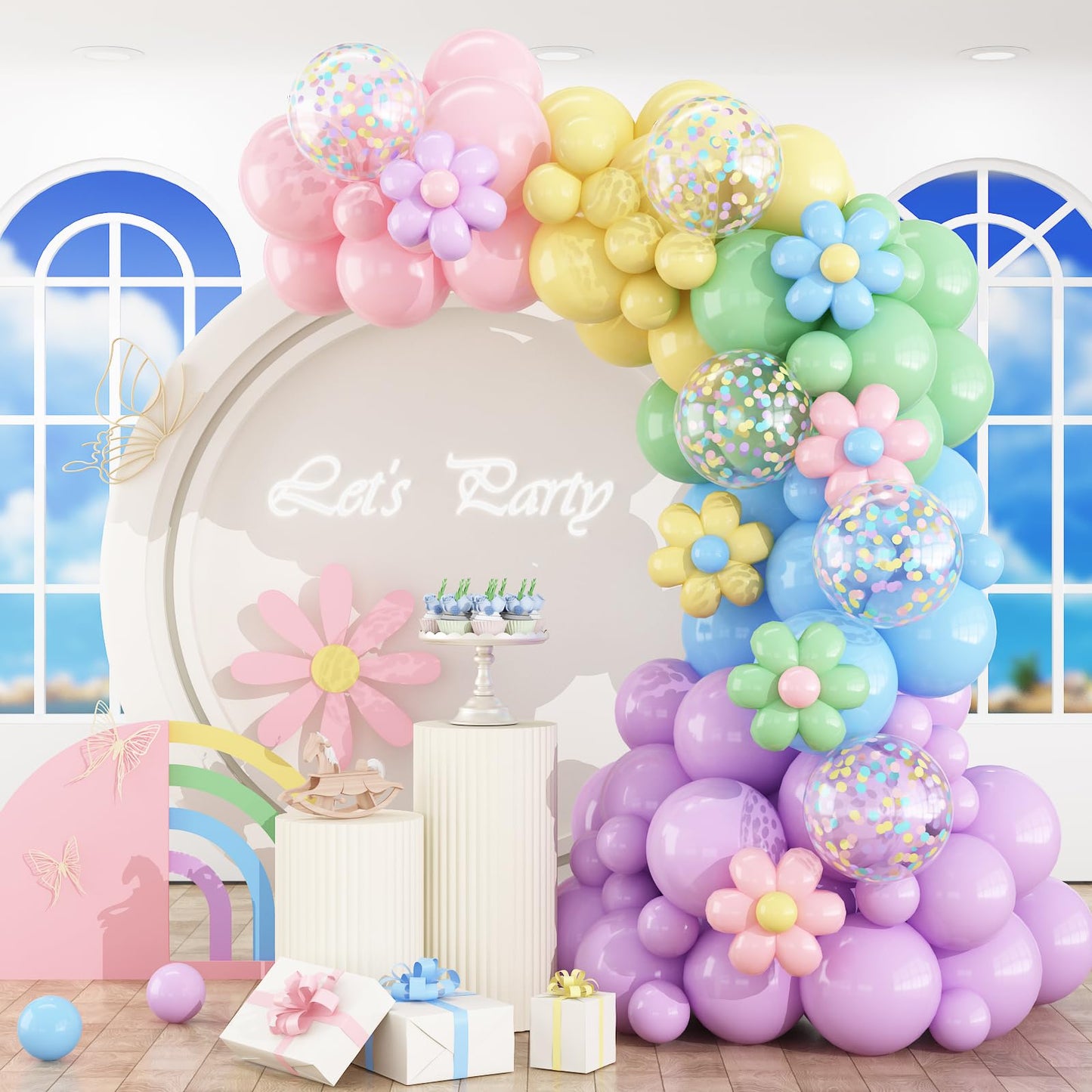 Dusty Blue Sage Green Balloon Arch Kit Slate Fog Blue Pastel Green White Sand Beige Gold Balloons Garland for Jungle Safari Birthday Baby Shower Wedding Party Decorations