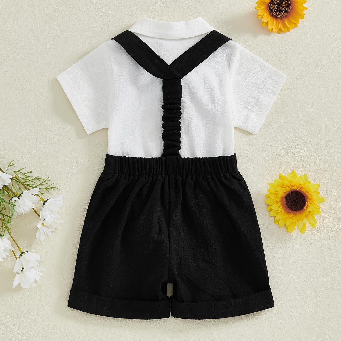 GOOCHEER Newborn Baby Boy Gentleman Outfit Suit Short Sleeve Bowtie Romper Jumpsuit Suspender Shorts Set Summer Dress Clothes