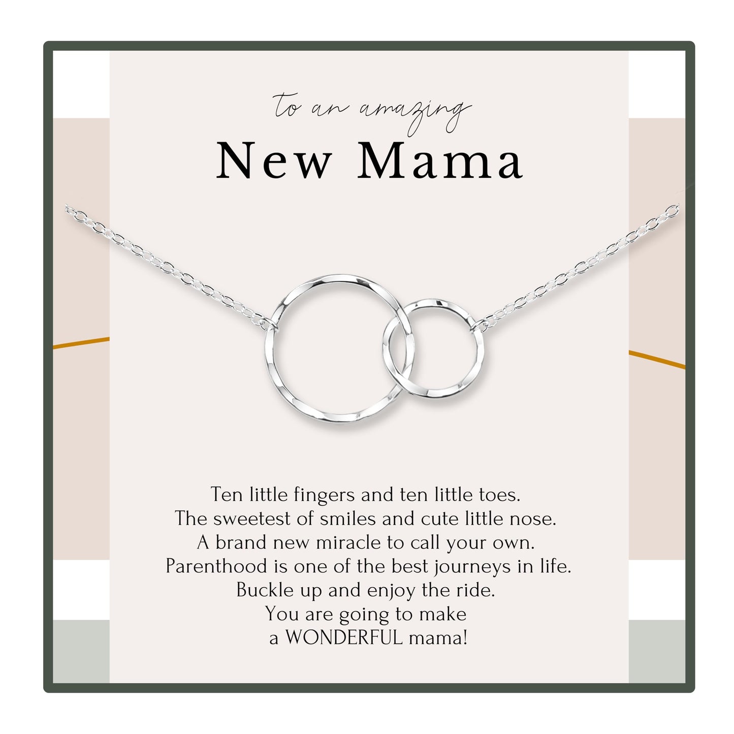 HOPE LOVE SHINE New Mom Necklace – Pregnancy Gift for Expecting Mom, First Time Mom Jewelry – Sterling Silver/Gold Double Circle Pendant with Gift Box
