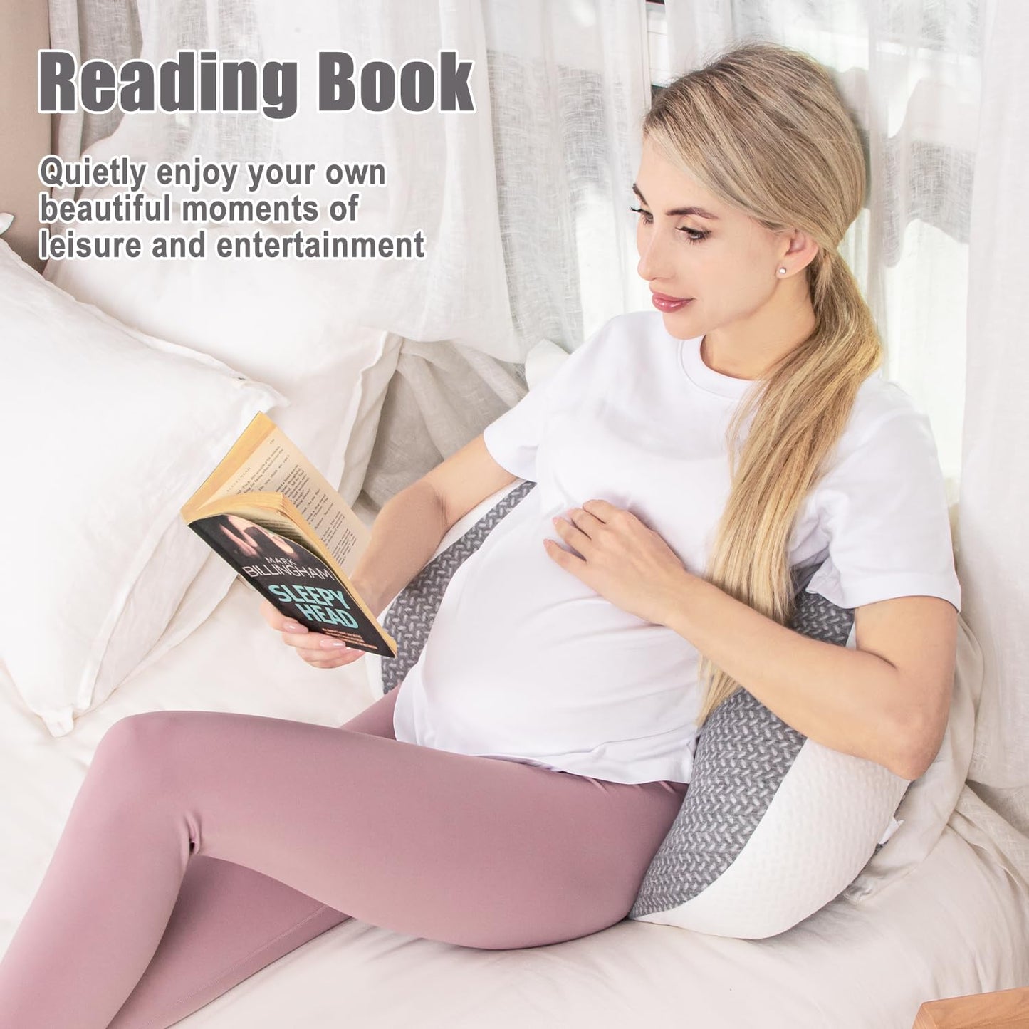 Chilling Home Pregnancy Pillow, Maternity Pillow for Pregnant Women, Pregnancy Pillows for Sleeping Portable, Pregnancy Wedge Pillow, Body Pillow Support for Back, Belly, Waist, Pink