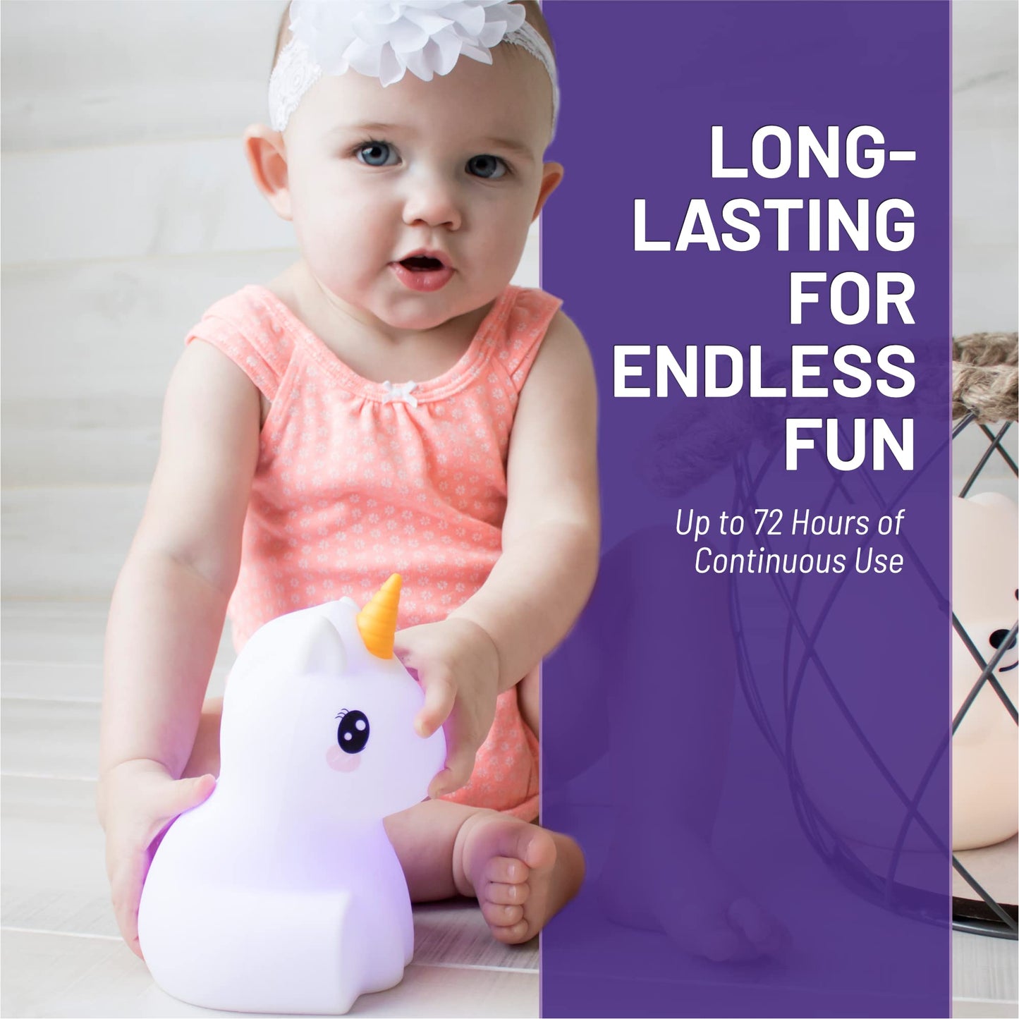Lumipets Remote Control Silicone Night Light for Kids - Pig Design with 9 Soft Colors & Sleep Timer - Rechargeable, Battery-Operated Lamp for Bedroom | Baby Nursery, Toddler, Girls, Boys