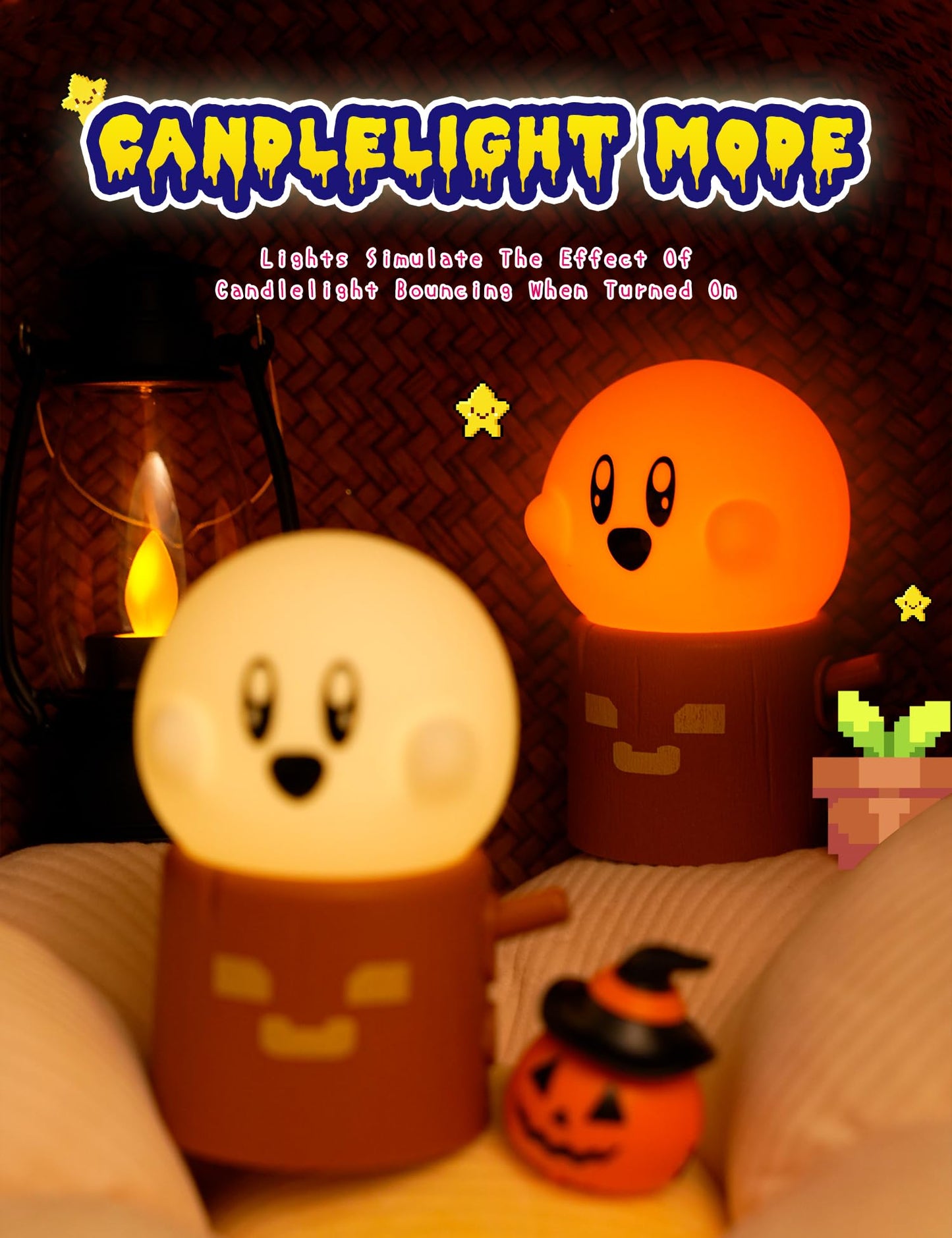 Cute Chibi Flame Lamp, Anime Cozy Lights, Retro Rechargeable Night Light, Decor, Cute Desk Accessories, Gifts