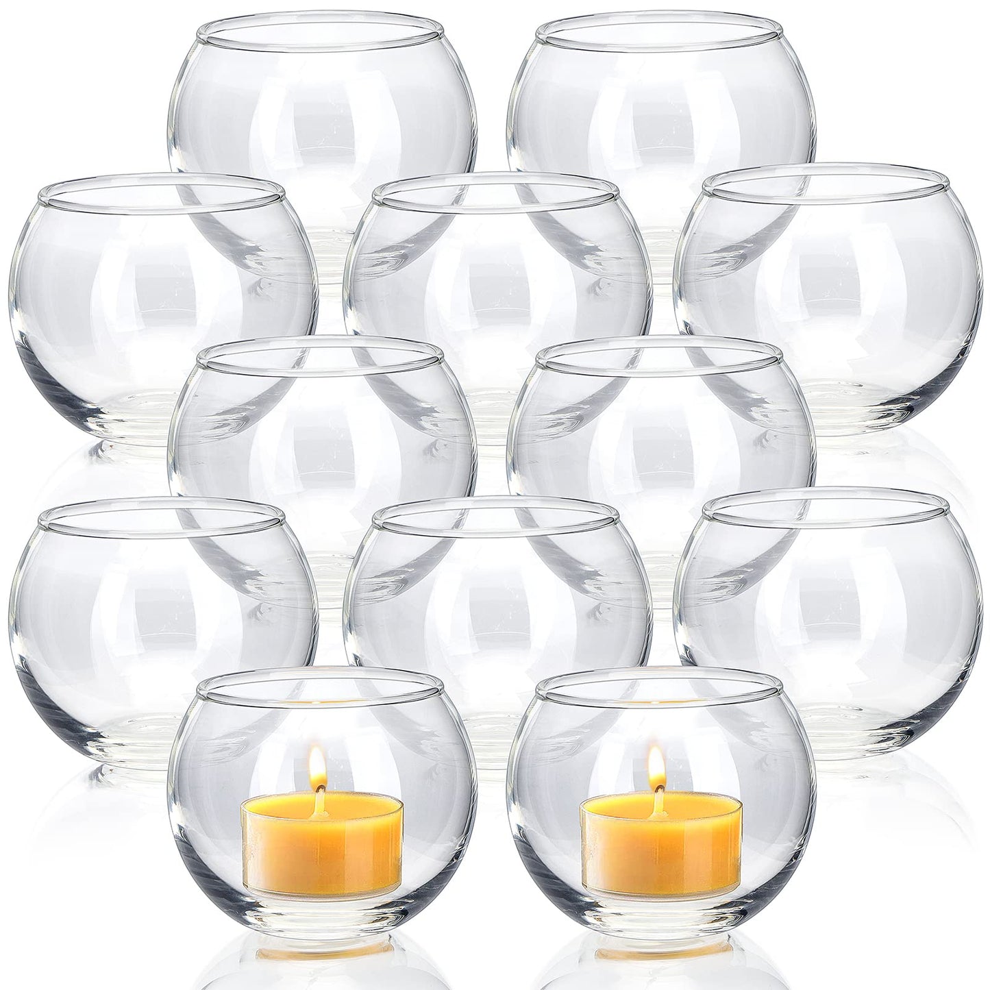 Volens Round Blue Votive Candle Holders Set of 12, Blue Wedding Centerpiece Table Decorations, Mercury Glass Tealight Candle Holder for Bridal Shower, Baby Shower & Home Decor