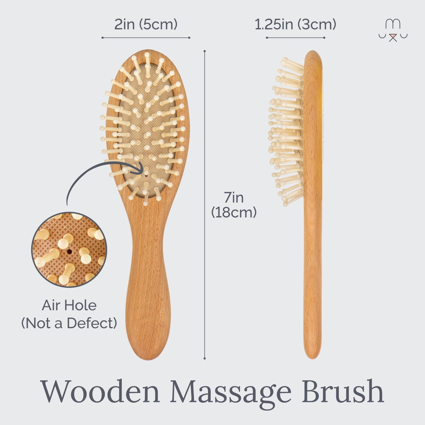 Natemia Wooden Baby Hair Brush | Natural Soft Bristles for Newborns & Toddlers | Gentle Cradle Cap Care | Ideal Baby Registry Gift