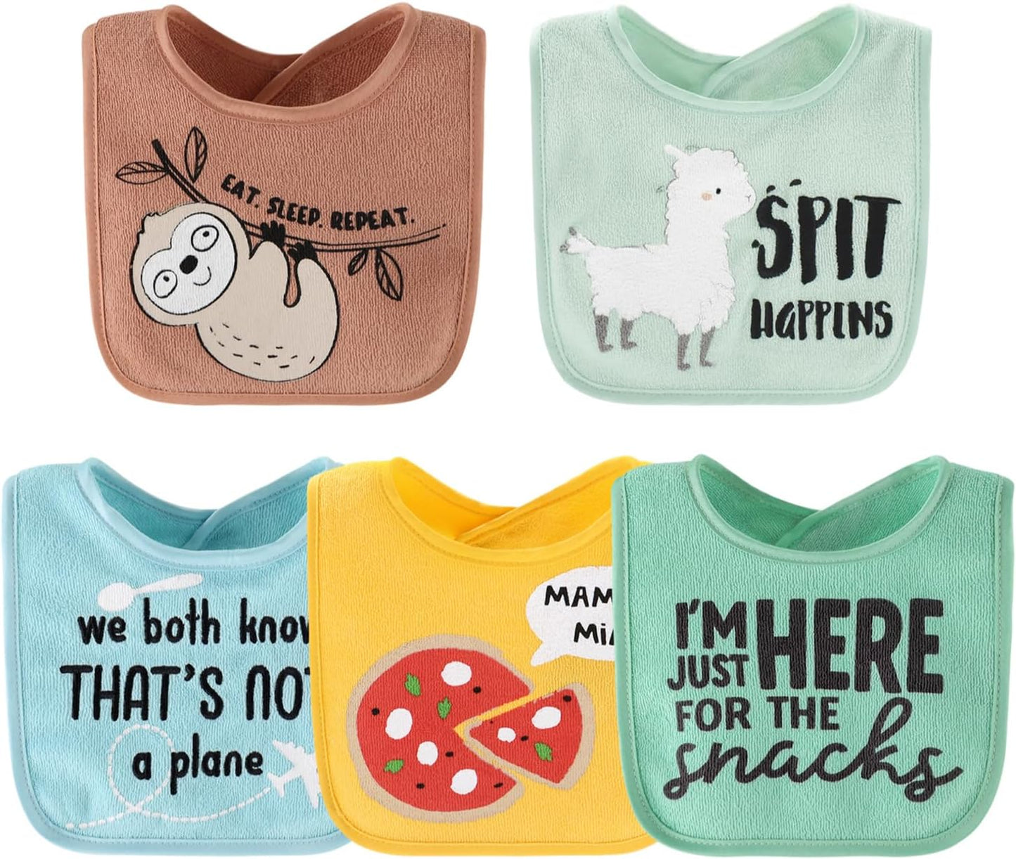 The Peanutshell Baby Boy or Girl Terry Bibs Set of 10-100% Cotton, Soft, Absorbent Baby Bibs, Unisex Toddler Boy or Girl Set, Newborn & Infant - Sunshine