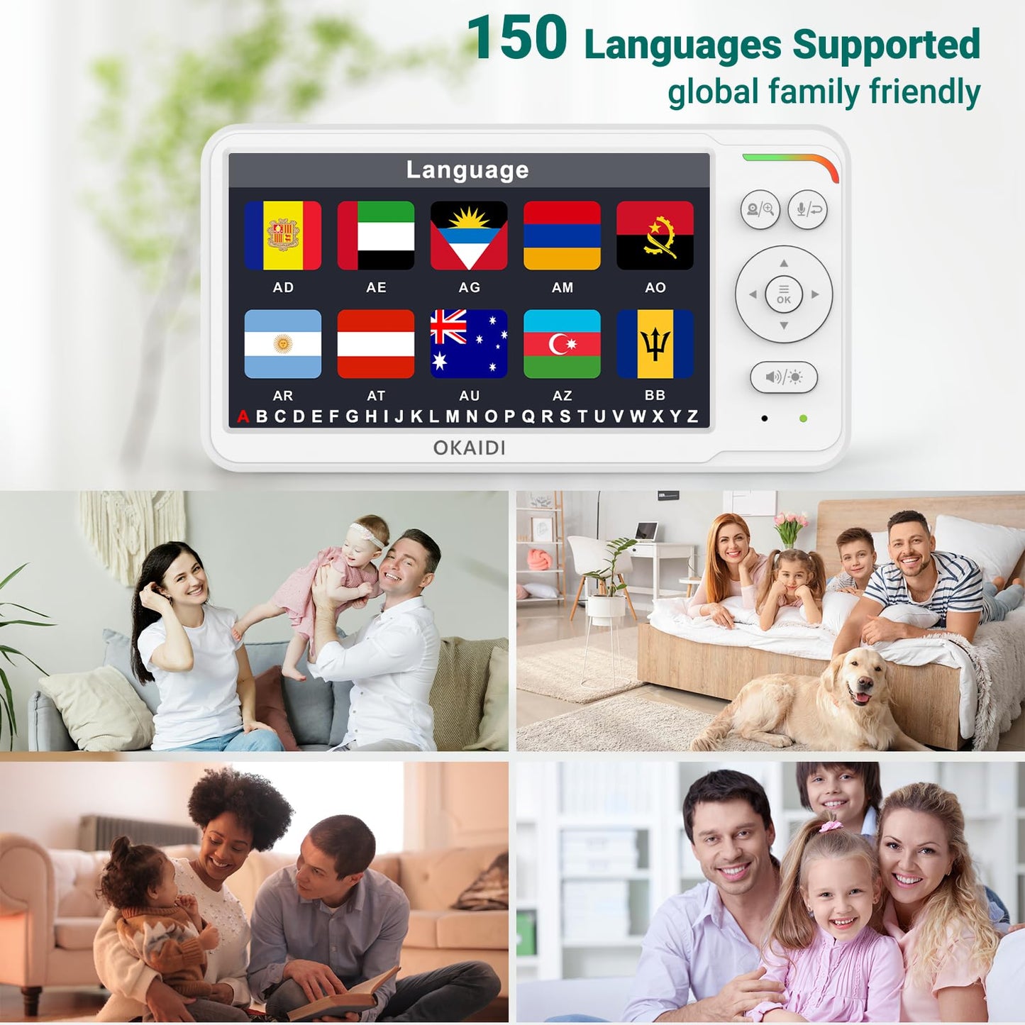 Baby Monitor with Camera and Audio,6.0" IPS Screen Baby Camera Monitor with 150 Languages Supported,30H Battery,1000ft Range Travel Baby Monitor No WiFi,Night Vision,2-Way Audio