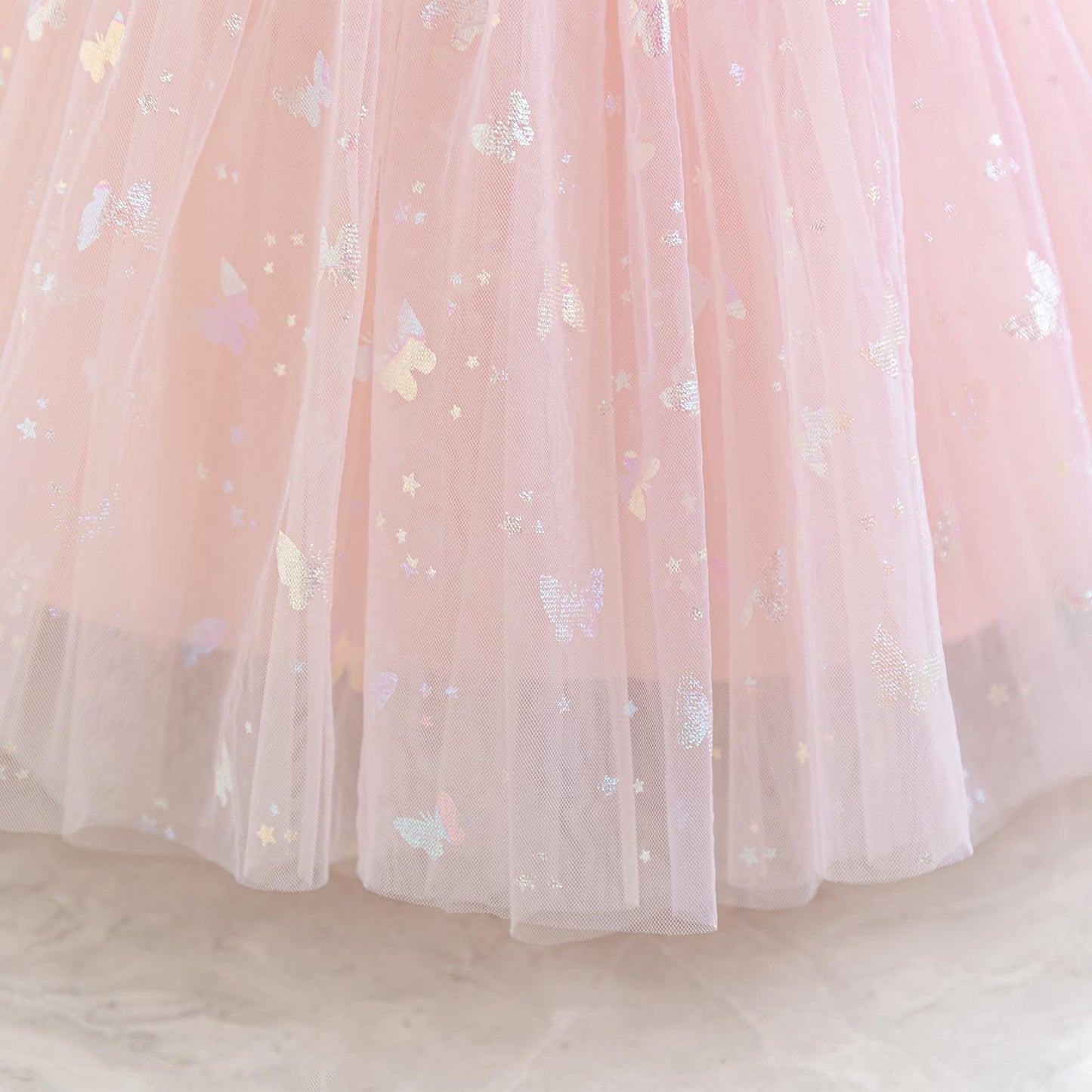 IDOPIP Toddler Baby Girls Shiny Butterfly Tutu Dress Princess Birthday Party Pageant Flower Girl Wedding V-Backless Dresses