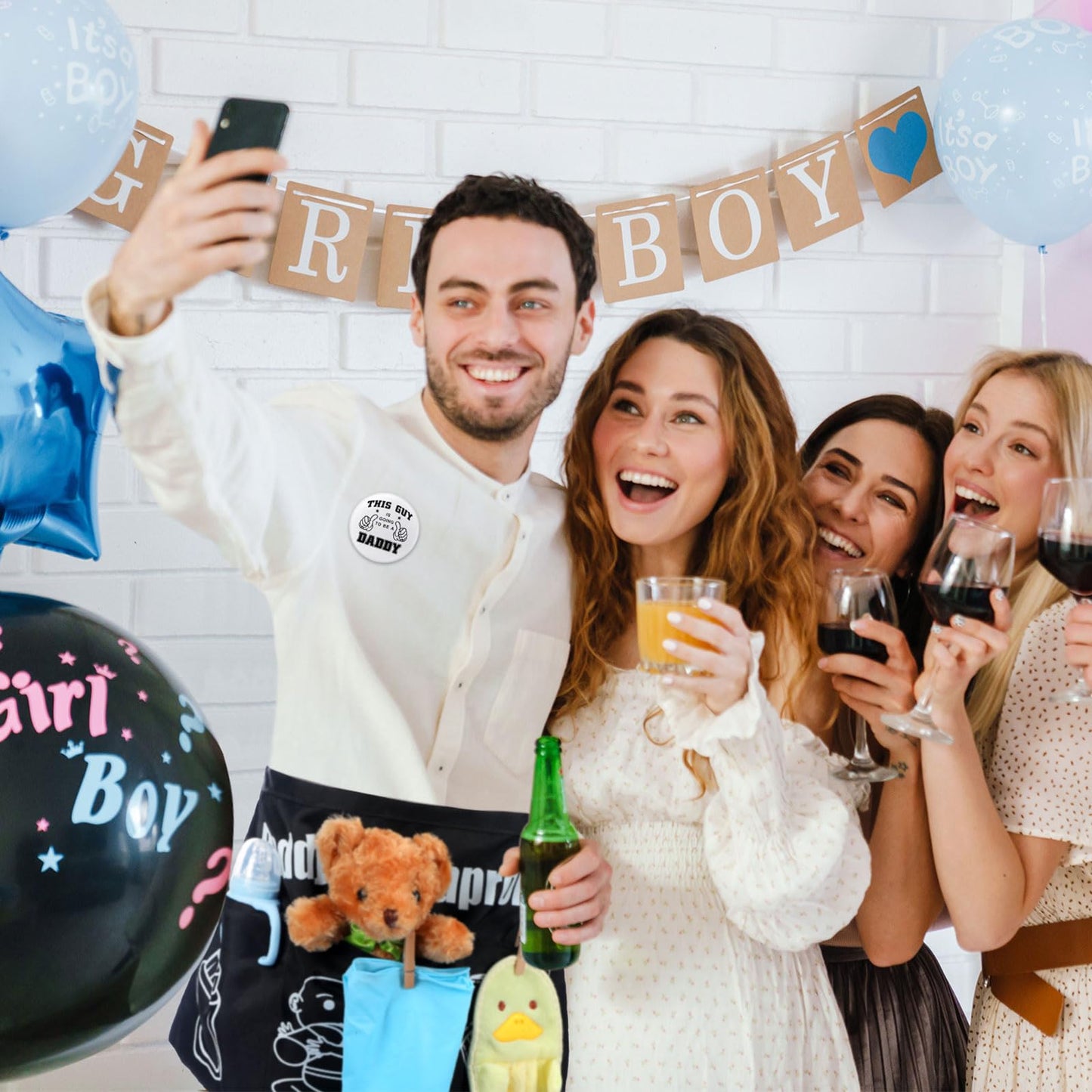 7 Pcs Daddy Duty Apron Diaper Duty Apron New Dad Gifts for Baby Shower Gender Reveal First Time New Dad Gifts (Black,Classic)