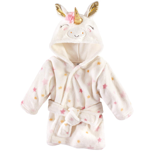 Luvable Friends Unisex Baby Plush Bathrobe, Floral, 0-9M