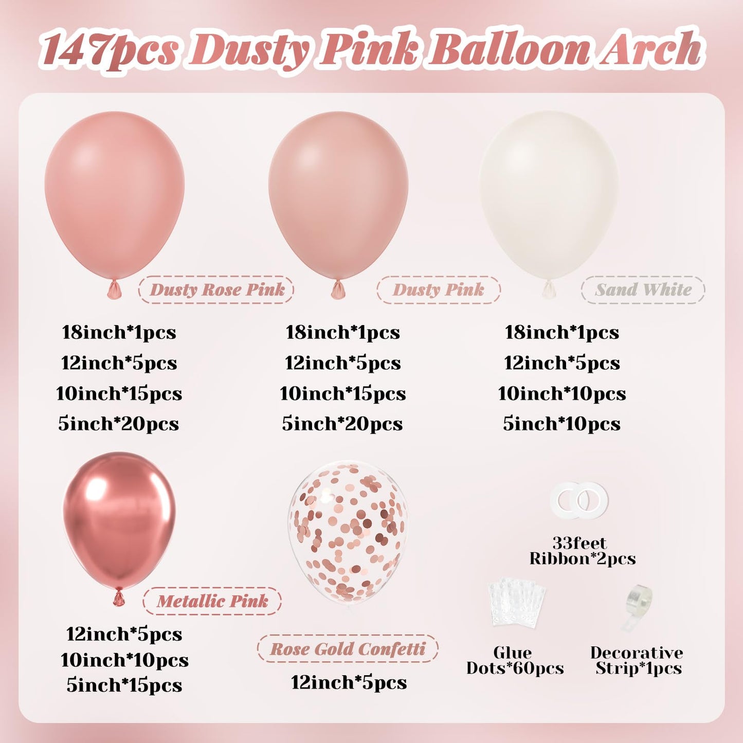 147pcs Neutral Balloon Garland Arch Kit, Different Sizes with Beige Cream Sand White Metallic Champagne Gold Balloons for Wedding Bridal Shower Birthday Boho Neutral Baby Shower Party Decorations