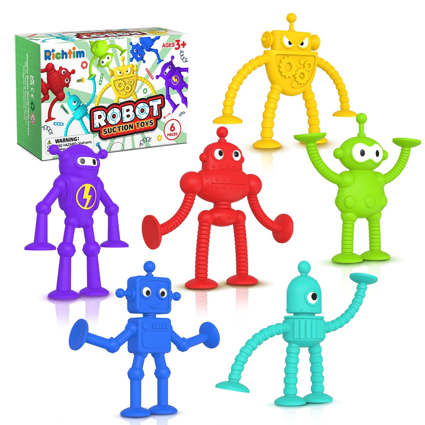 Baby Bath Toys Suction Toy: No Hole Bath Toy for Baby Toddlers - Kids Mini Sensory Fidget Suction Cup Toys for Boys Girls - Window Building Toy Travel Essentials Road Trip Activities for Kids Gifts