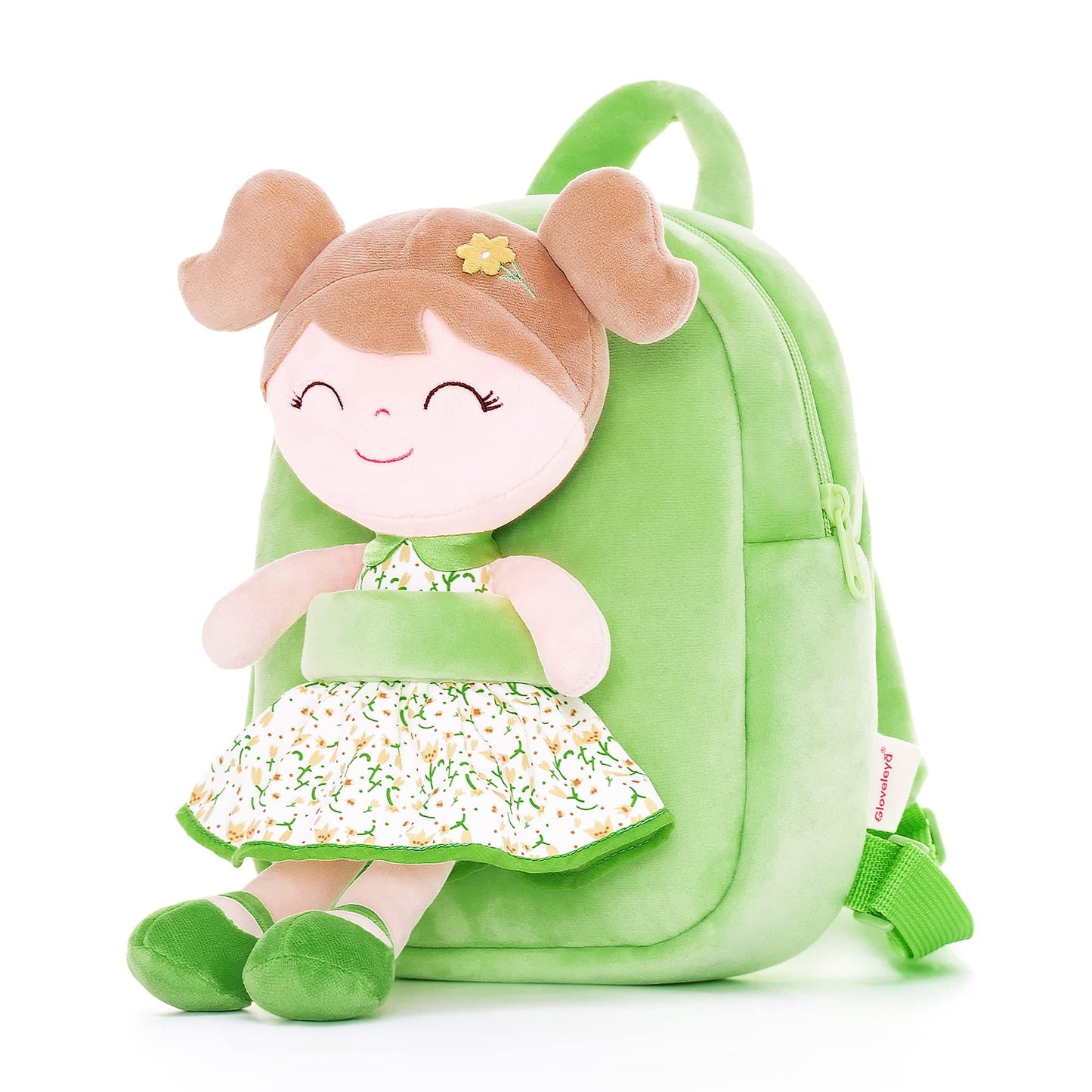 Gloveleya Toddler Backpack Baby Ballerina Girl Gifts Plush Curly Hair Ballet Backpack - Black Blonde 9 inches
