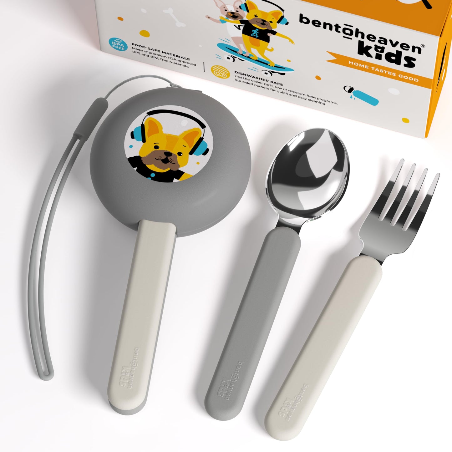 Bentoheaven Kids Travel Utensils with Case, Food-Grade Stainless Steel & BPA-Free Plastic, Travel Cutlery Set, Dishwasher Safe Fork, Spoon & Case, Reusable Flatware, Silverware for Kids (Horse)