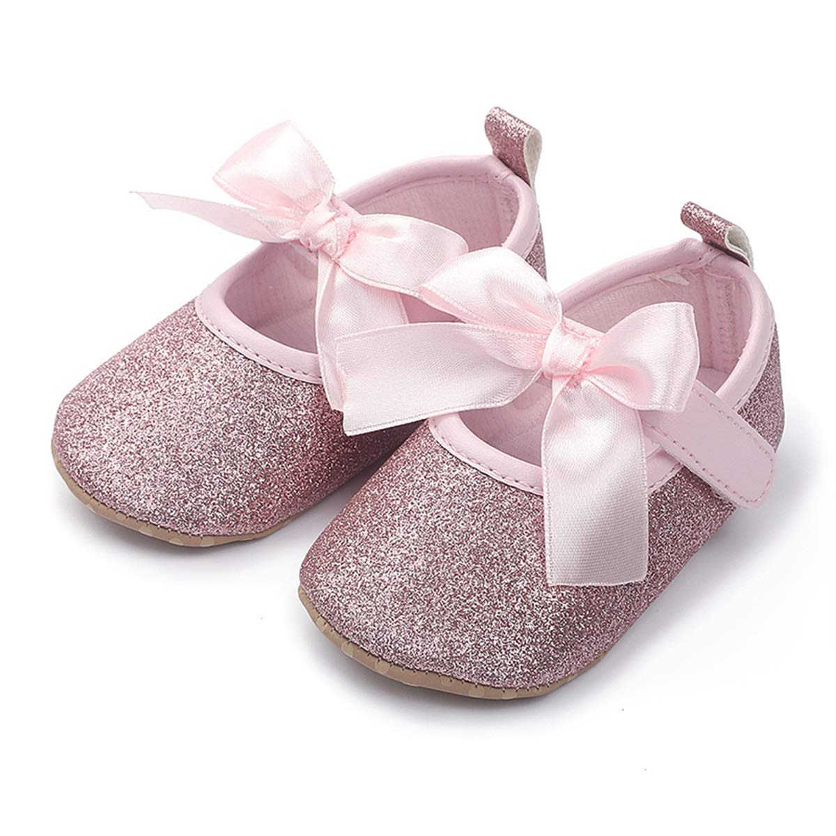 COSANKIM Baby Girls Mary Jane Flats Shoes Anti-Slip Rubber Sole Infant Toddler Princess Wedding Dress Shoes