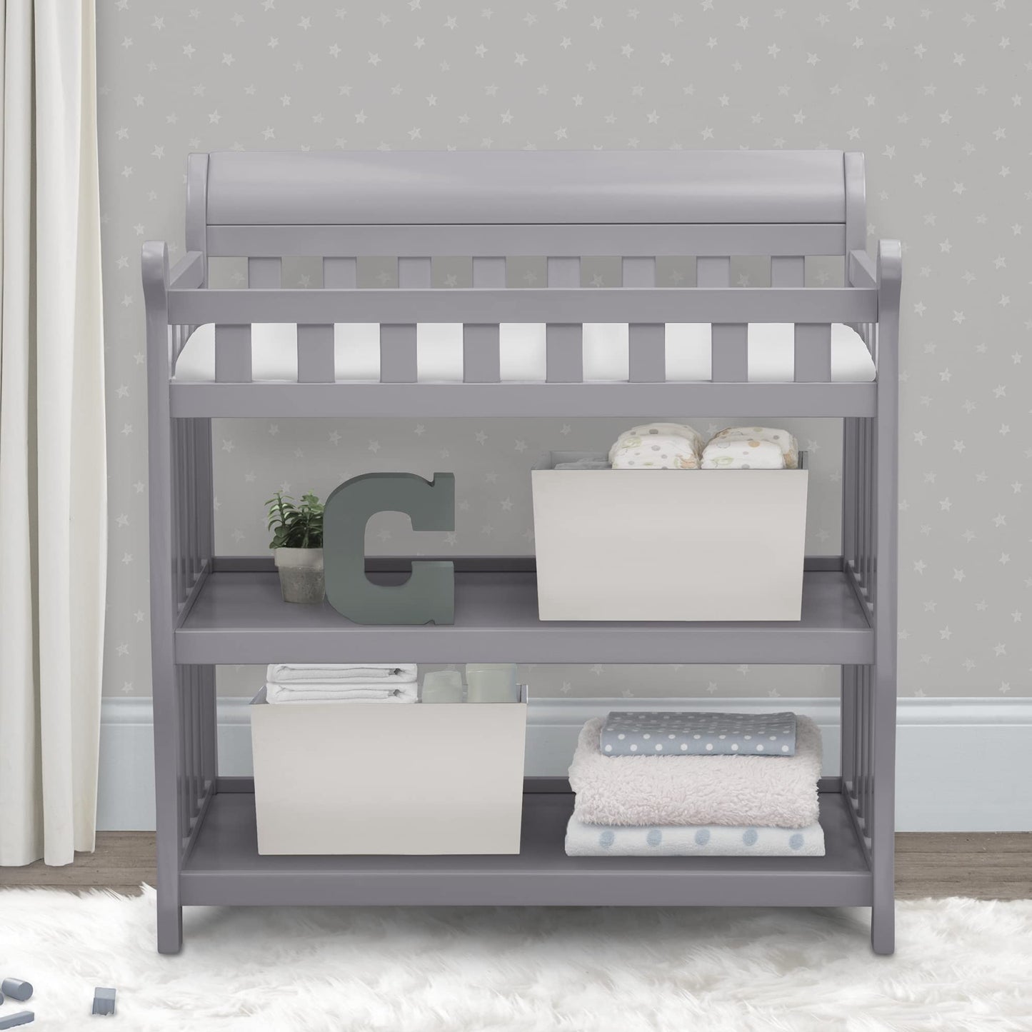 Delta Children Eclipse Changing Table with Changing Pad, White