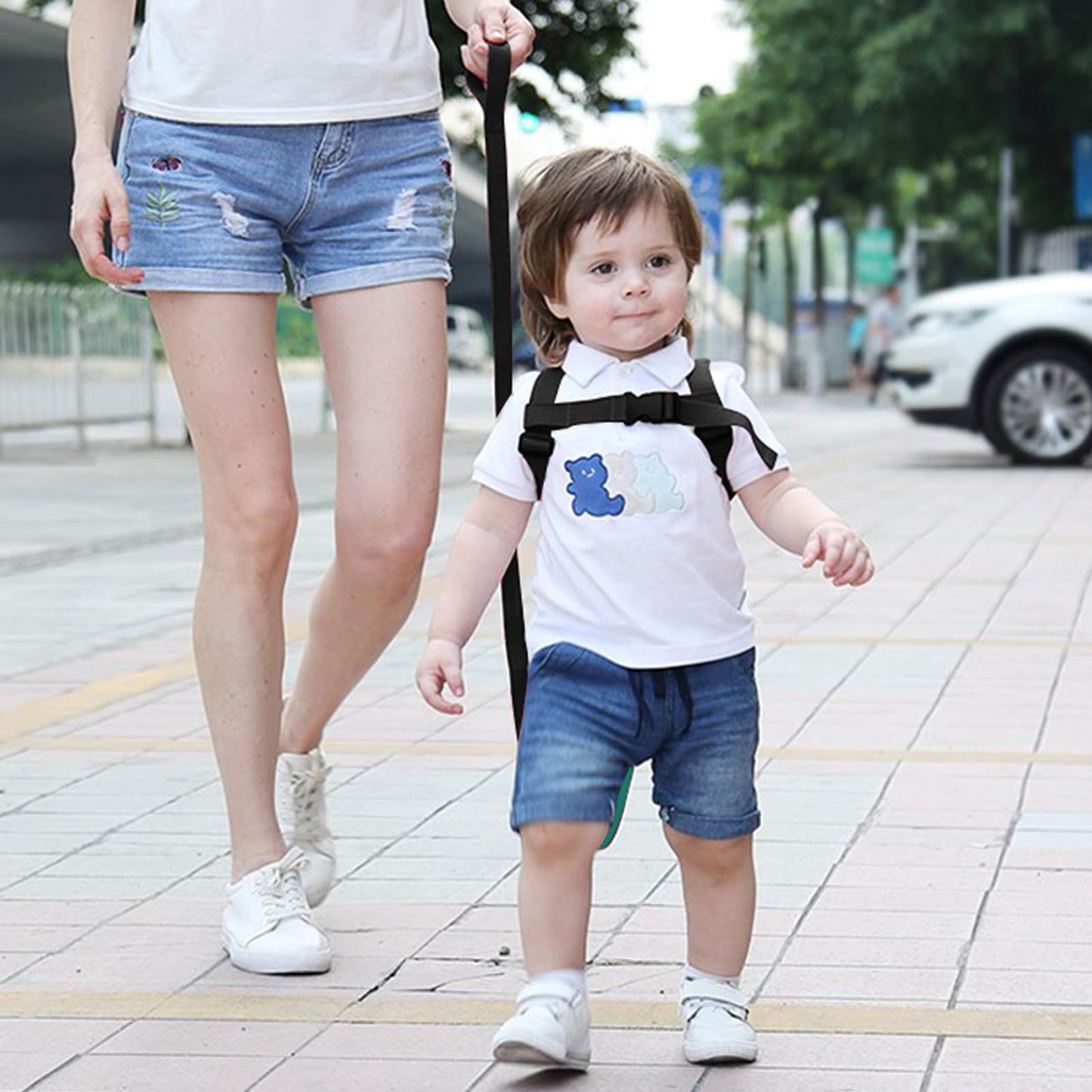 Accmor Toddler Harness with Leash, Cute Dinosaur Kids Harness + Anti Lost Wrist Link, Mini Child Harness Leash Wristband Strap Belt Protector for Baby Boys Girls to Outdoor Travel (Blue)