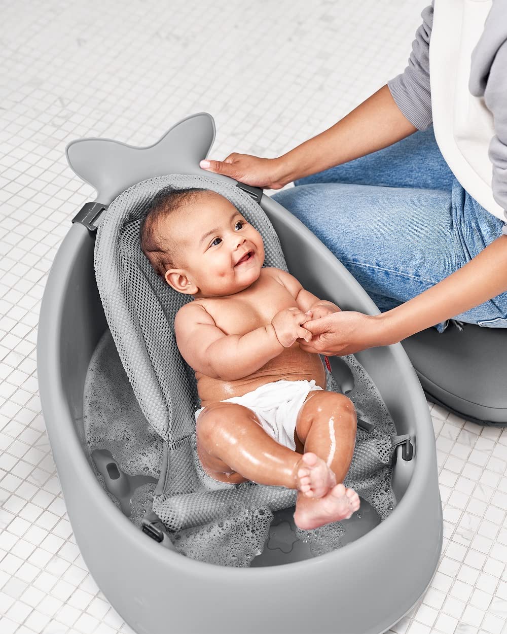 Skip Hop Baby Bath Tub 4-in-1 Grow with Baby Infant to Toddler , White
