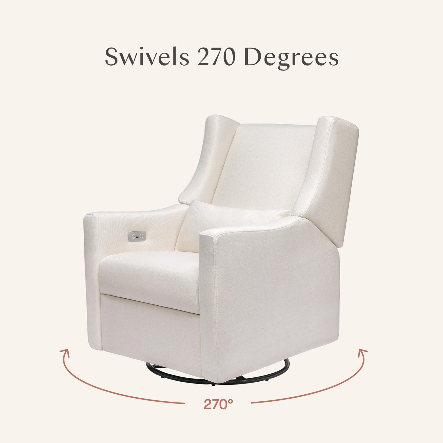 Babyletto Kiwi Electric Power Glider Recliner Nursery Chair w/ USB Ports - Water & Stain Resistant Glider Rocking Chair for Nursery - GREENGUARD Gold Certified Swivel Rocker Recliner Chair - Cream
