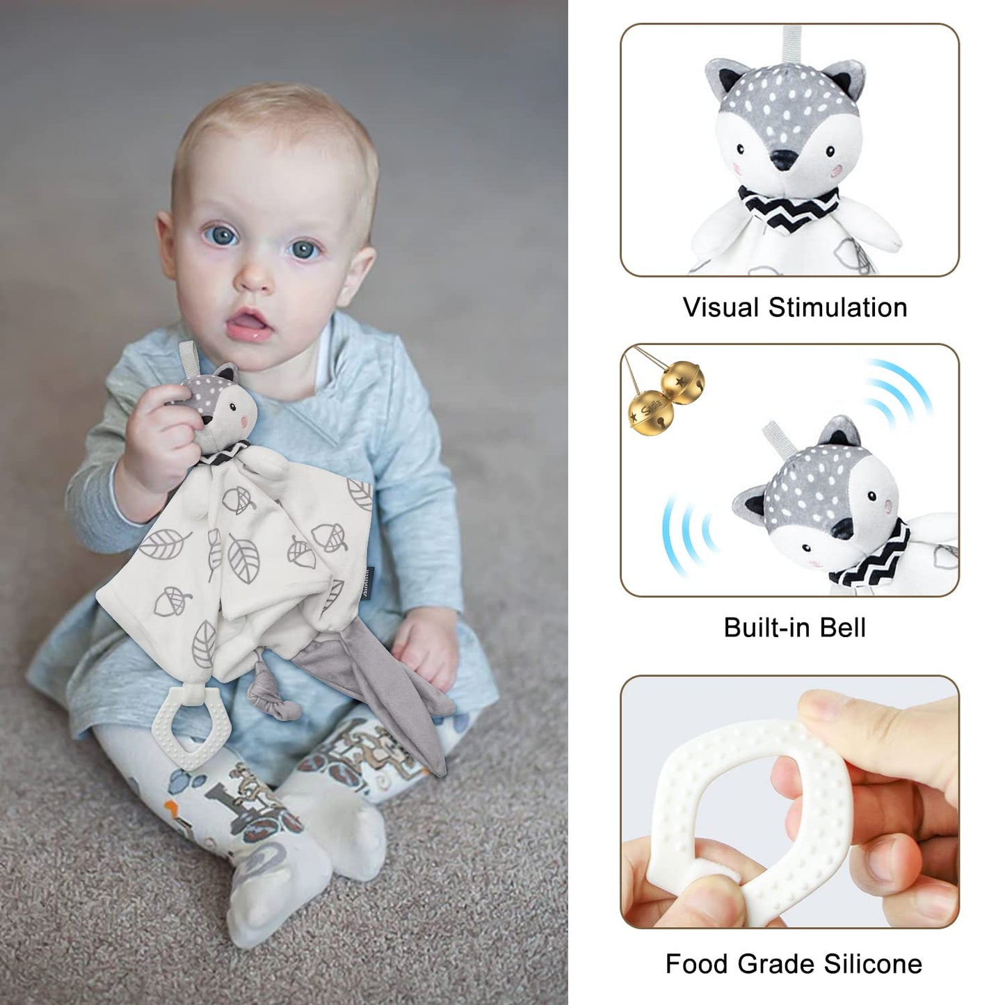 Baby Shower Gifts, Baby Boy Gifts Basket Includes Newborn Blanket Baby Lovey Security Blanket Wooden Rattle Toy, Funny Baby Bibs Socks & Greeting Card - Baby Gift Set Newborn Shower Basket