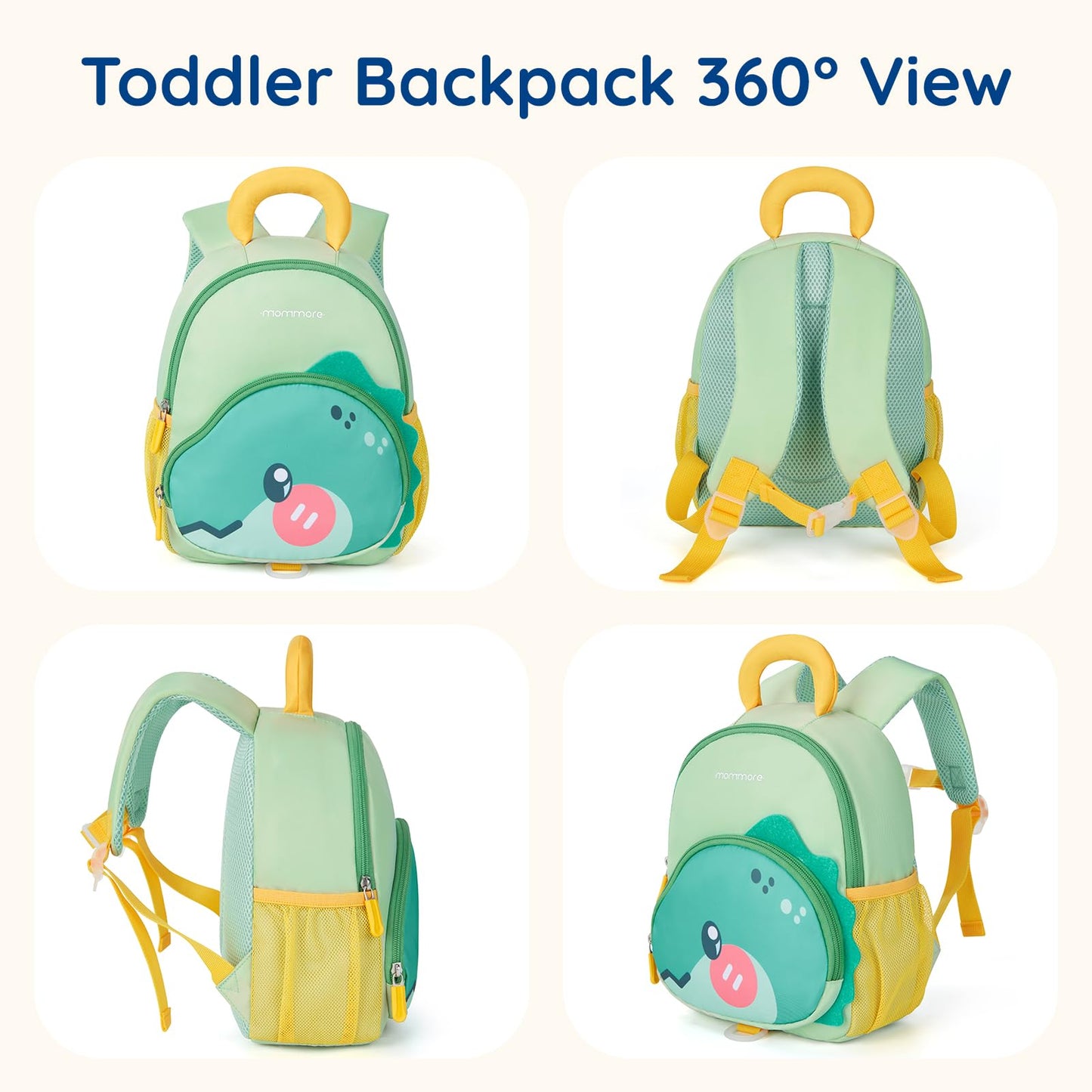 mommore Toddler Backpack for Girls 2-4 Cute 3D Kids Backpack Butterfly Small Pre-K Backpacks Water-Resistant for Preschool Kindergarten with Toddler Leash, Chest Buckle