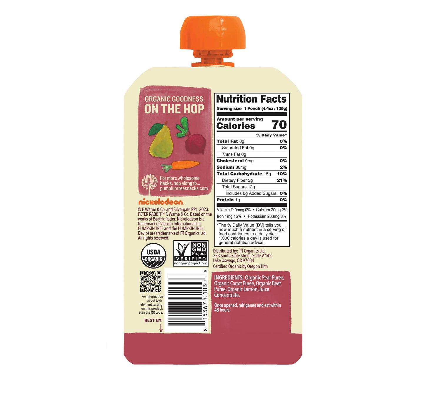 Peter Rabbit Organics Fruit Vegetable, Squeezable Pouches, 4 Ounce (Pack of 18)