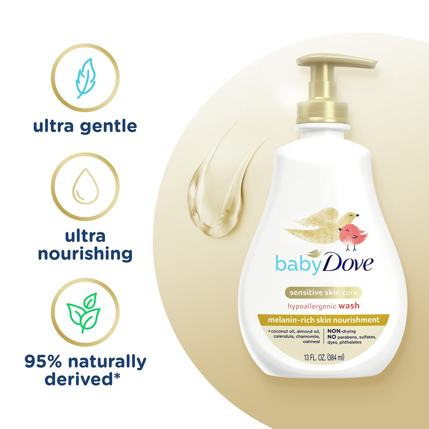 Baby Dove Sensitive Baby Wash Melanin-rich Skin Nourishment For Baby Bath Time Tear-Free and Hypoallergenic 34 oz