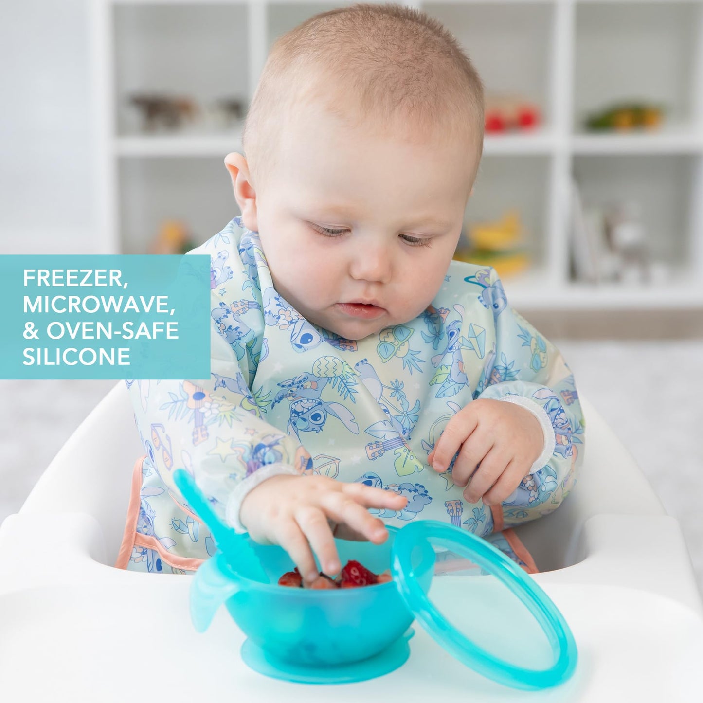 Bumkins Baby Bowls, Disney Minnie Mouse Silicone Baby Feeding Set, Suction Bowls for Baby and Toddler with Spoon, First Feeding Set, Platinum Silicone Bowl for Babies 4 Months