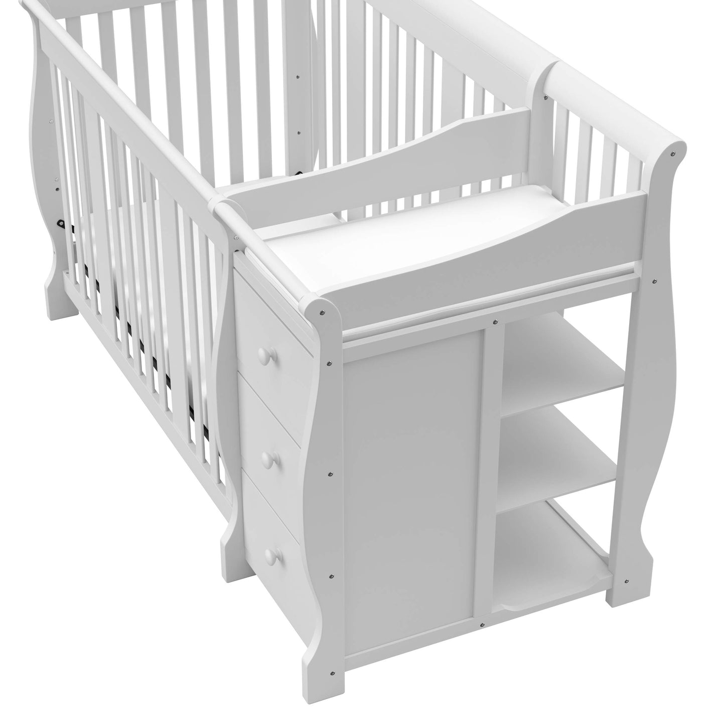 Storkcraft Portofino 5-in-1 Convertible Crib and Changer (Espresso) – Crib and Changing -Table Combo with 3 Drawers, Includes Baby Changing Pad, Converts to Full-Size Bed
