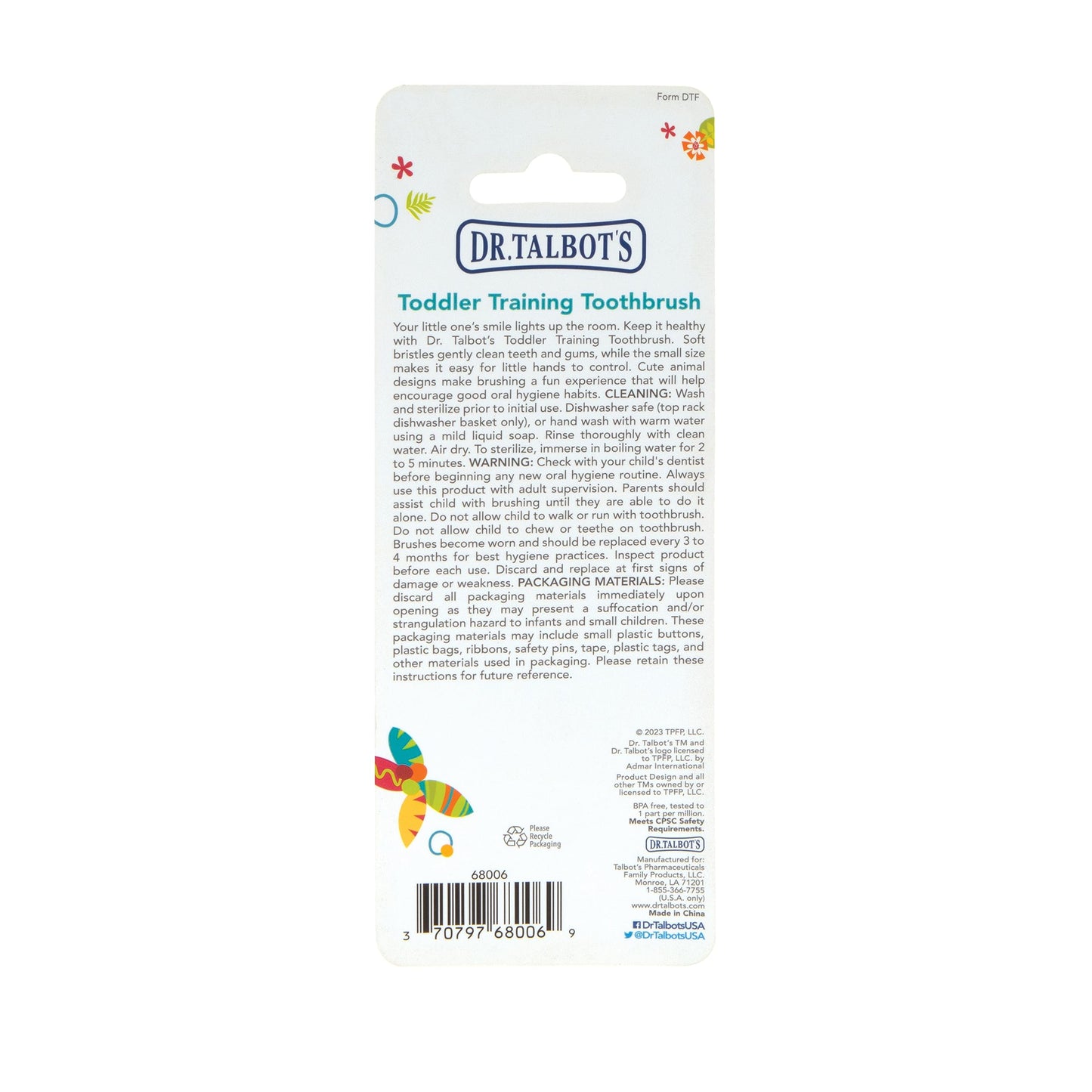 Dr. Talbot's Toddler Training Toothbrush and Natural Kids Toothpaste with Citroganix - 1.6 oz - Fluoride-Free Toothpaste and Toddler Toothbrush - 6+ Months - Alligator