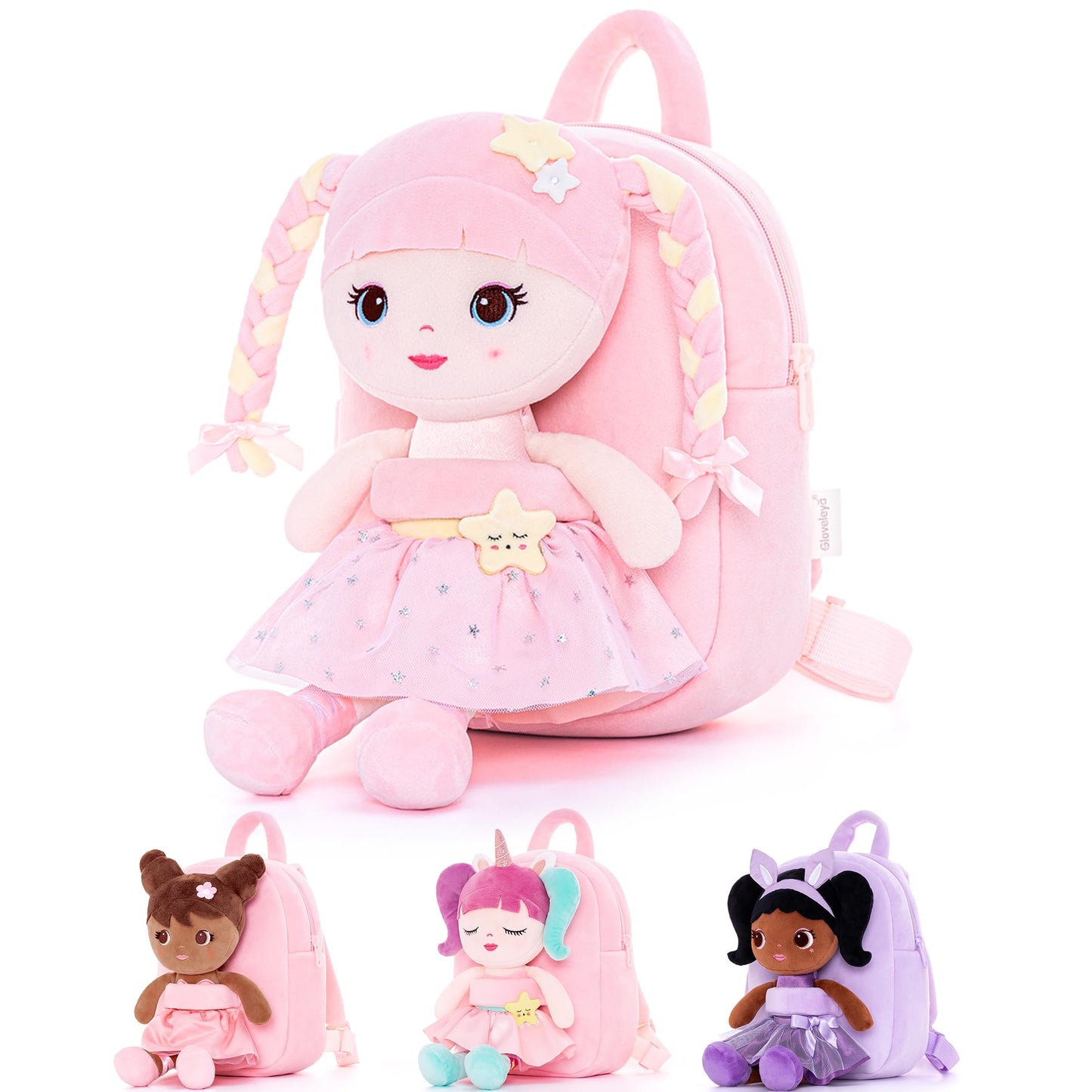 Lazada Girls Backpack with Doll Toddler Toys Baby Girls Gifts Rag Dolls 9.5“