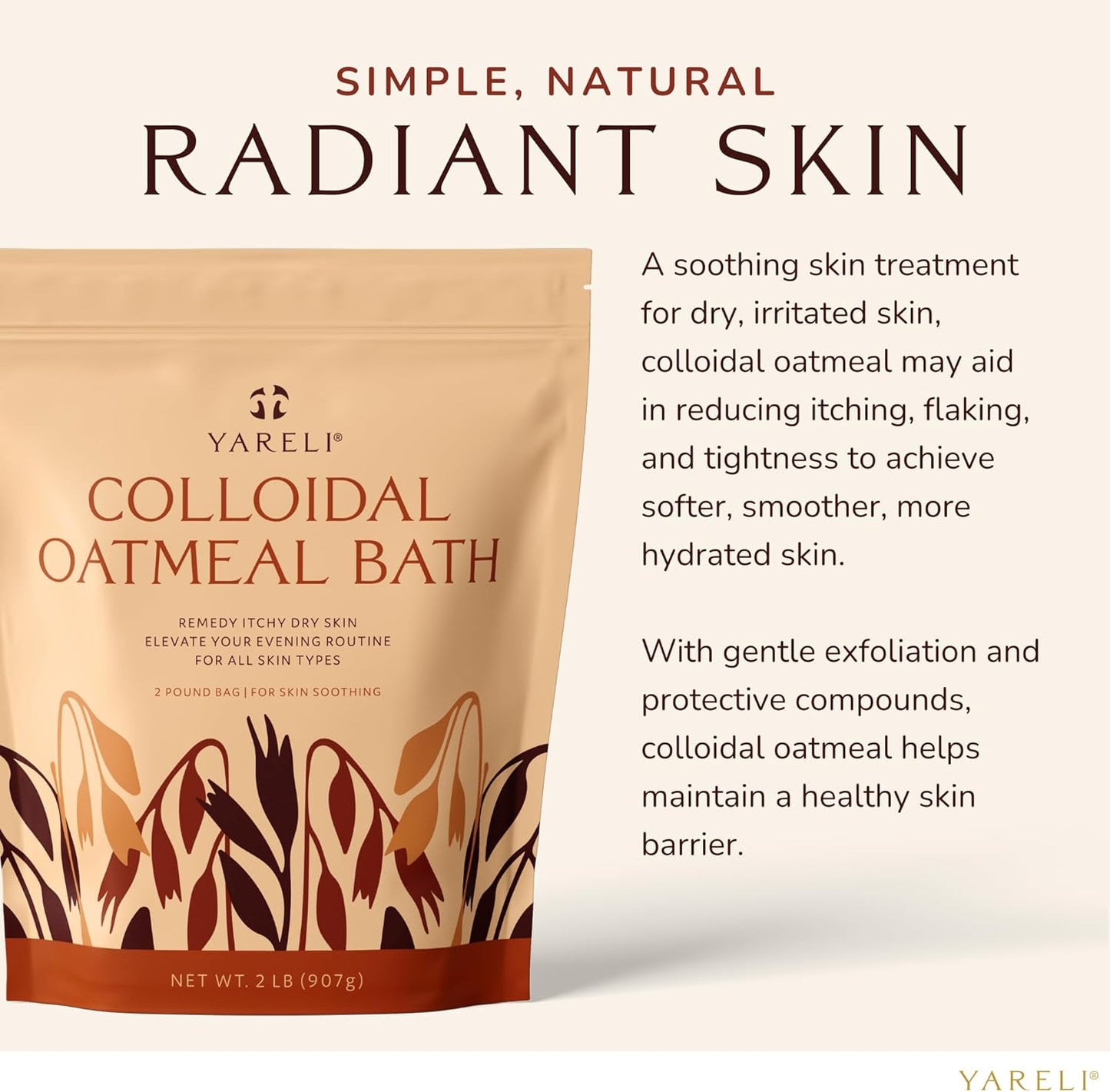 Colloidal Oatmeal, 2lb (32oz), Bath Powder for Relief of Dry Itchy Skin Due to Eczema and Psoriasis, for Adults, Baby and Kids