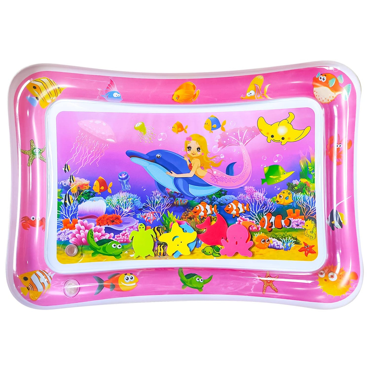 ZHUYNXIR Extra Big Infant Toys, Tummy time mats,Tummy time Toys, Baby Pink Water Play mat, Fun Early Development Activity Play Center for Newborn, Pink 39.5x31.5 in.