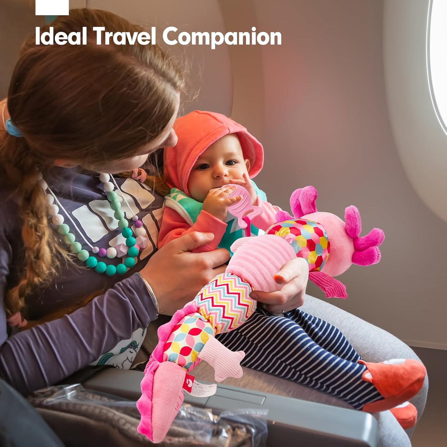 hahaland Tummy Time Toys for Babies 0-6 Months - Musical Axolotl Plush with Rattle, Teether, Mirror, Squeaky, Crinkle - Infant Toys 0-12 Months Baby Gifts