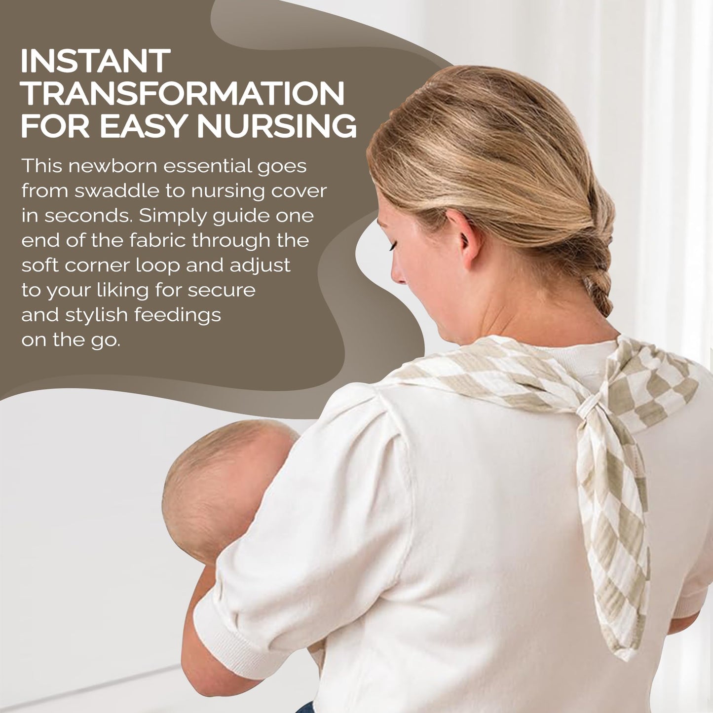 Itzy Ritzy Breastfeeding Boss Multi-Use Cover – A Nursing Cover, Swaddle, Car Seat Cover, Tummy Time Mat & Burp Cloth All in One – Made of Soft Muslin Fabric & Measures 47” x 47” (Taupe Stripe)
