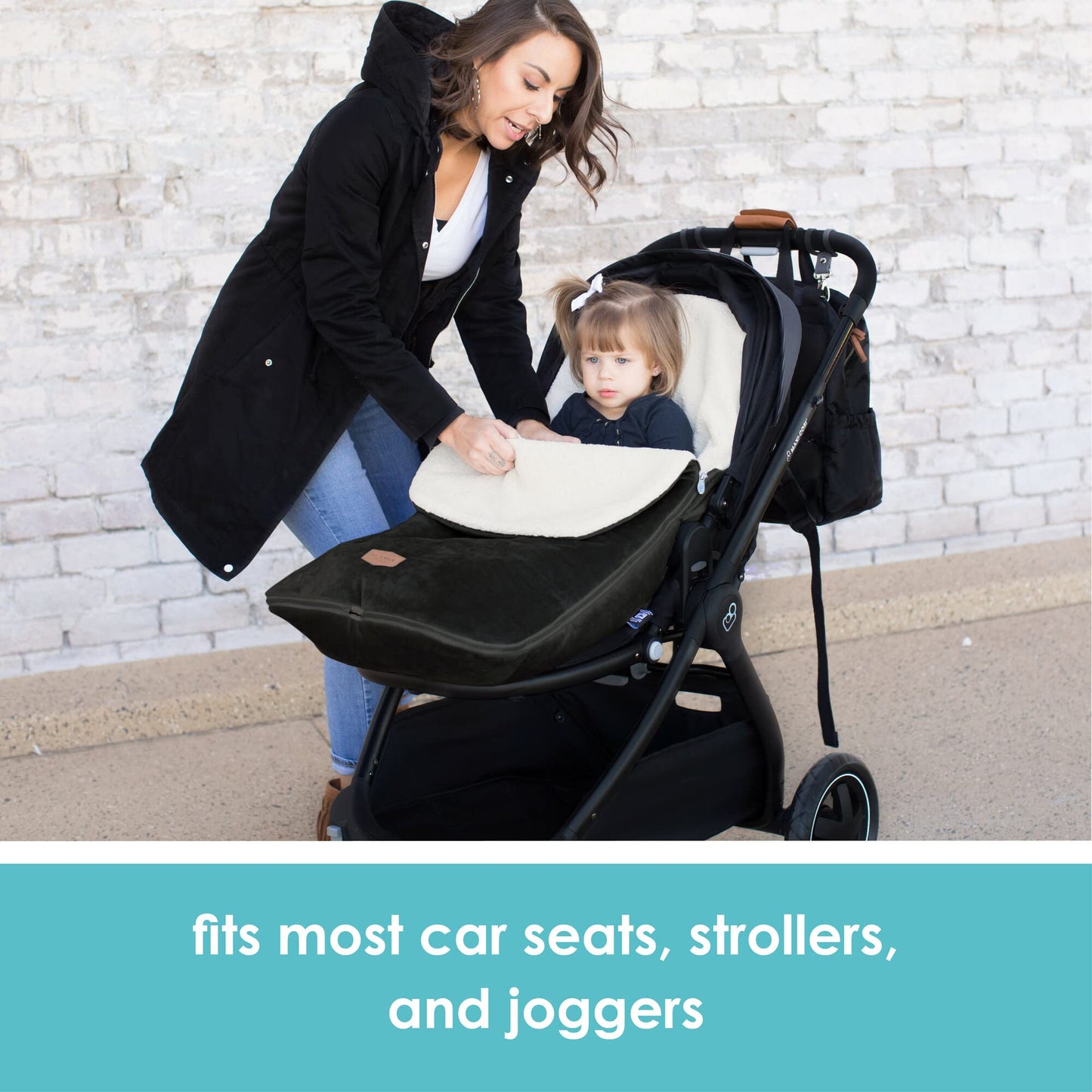 JJ Cole Bundleme - Original, Baby Bunting Bag, Winter Protection for Baby Car Seats and Strollers, Graphite