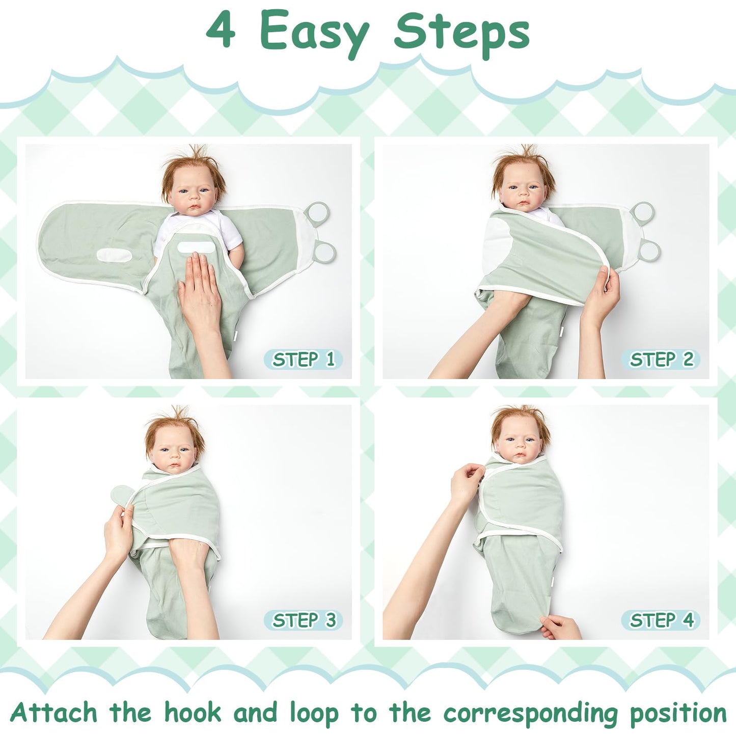 Ramede 6 Pack Baby Swaddle Blanket with Hats Sleep Swaddle for 0-3 Months Newborn Sacks Soft Cotton Wearable for Boy Girl