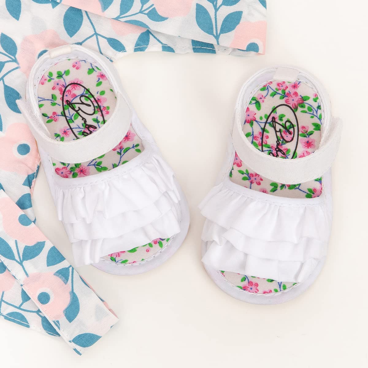 Meckior Infant Baby Girls Boys Summer Sandals Open Toe Lace Princess Dress Wedding Flats Shoes Newborn Toddler Soft Non-slip Sole First Walker Crib Shoes