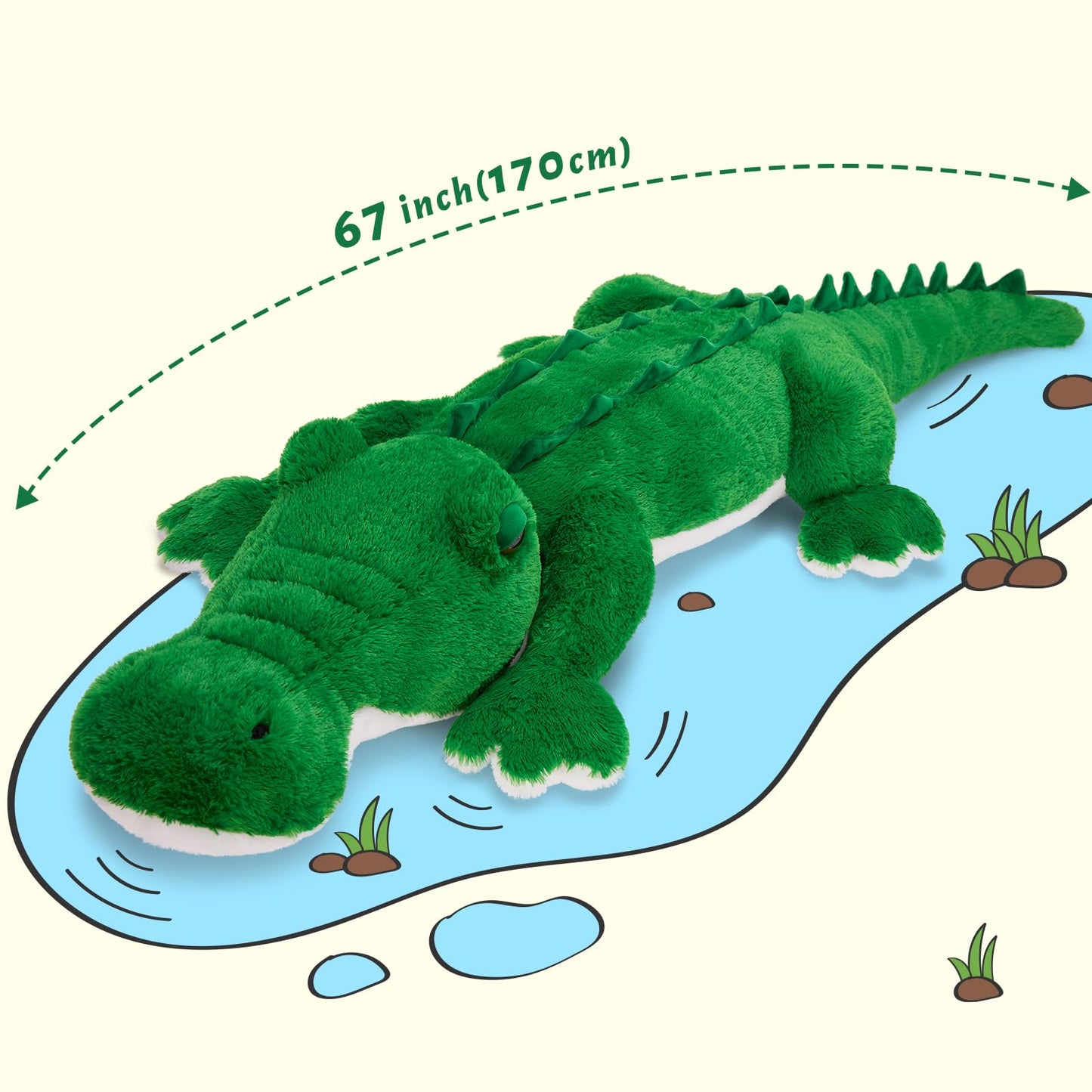 MorisMos Giant Alligator Stuffed Animal, 67inch Soft Large Alligator Plush Toy, Big Stuffed Crocodile Gifts for Kids Boys Girls