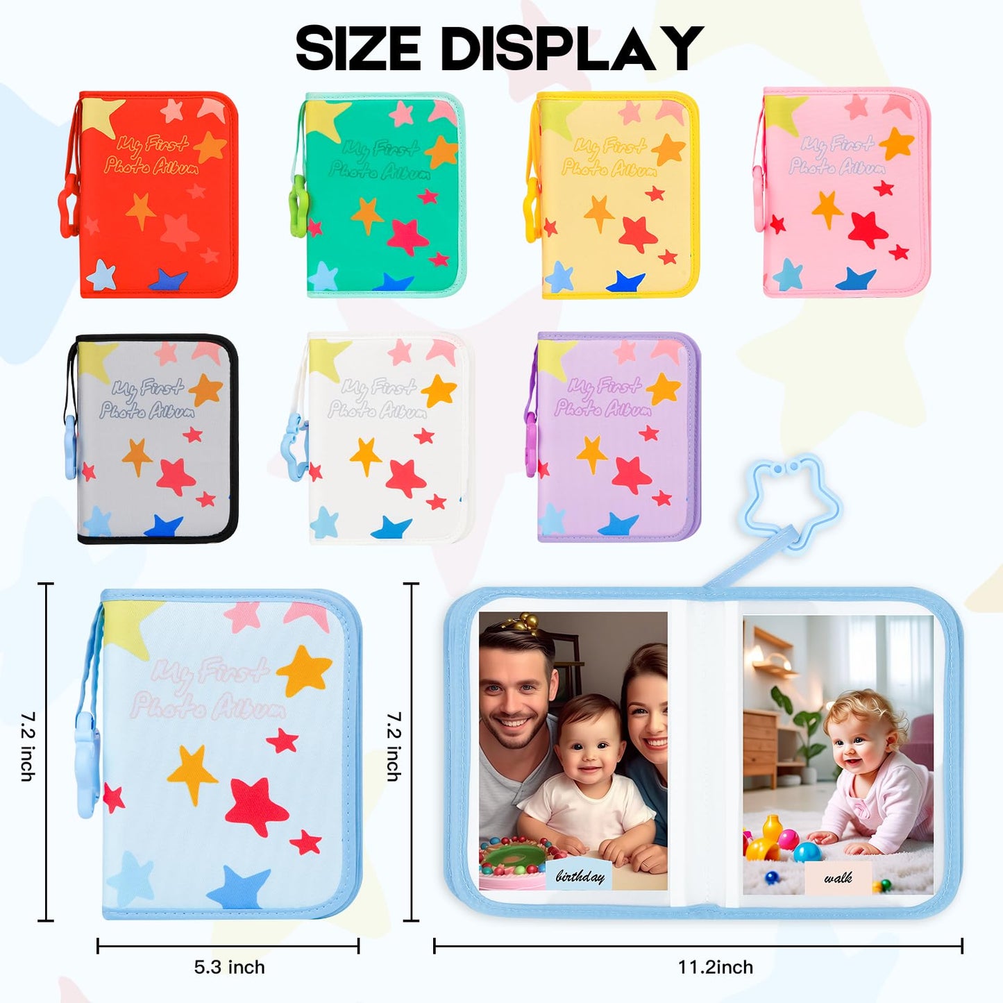Baby's My First Photo Album for Baby Holds 21 4x6 Photos, Baby Photo Album Soft Cloth Family Book, My First Family Album for 4x6 Baby Shower Kids Toddlers Family Pictures, Toddler Photo Album (Blue)