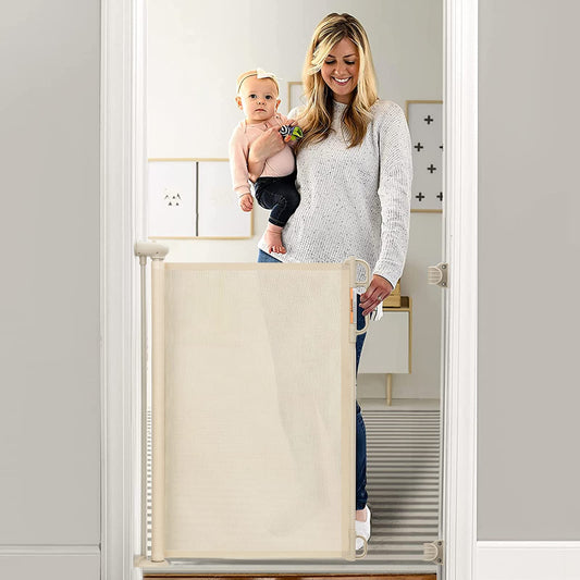 Momcozy Retractable Baby Gate, 33" Tall, Extends up to 55" Wide, Child Safety Baby Gates for Stairs, Doorways, Hallways, Indoor, Outdoor