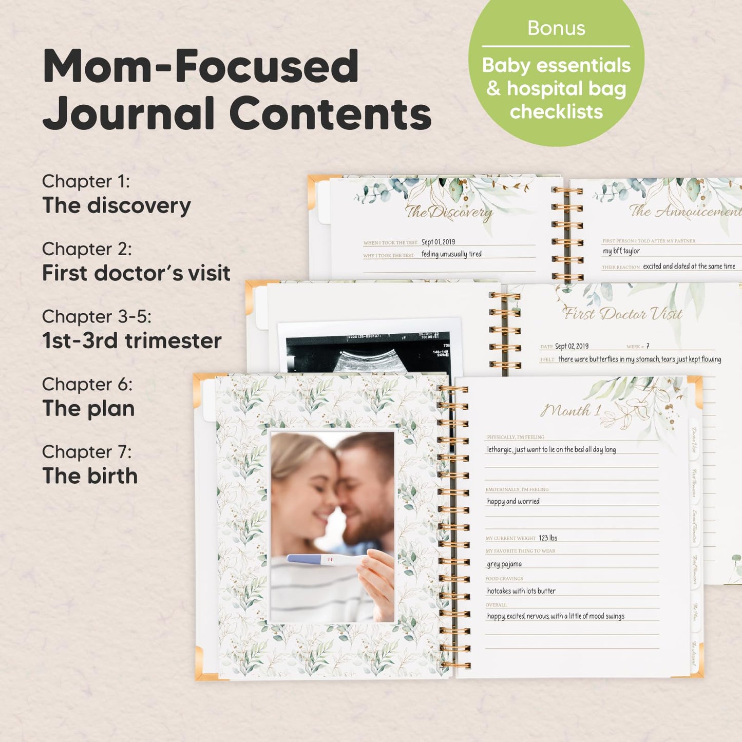 Pregnancy Journal for First Time Moms Gifts - 90 Pages Hardcover Pregnancy Memory Book, Beautiful & Cute Baby Book Keepsake, Ultrasound Baby Scrapbook, First Mother's Day Gifts (Alpine)