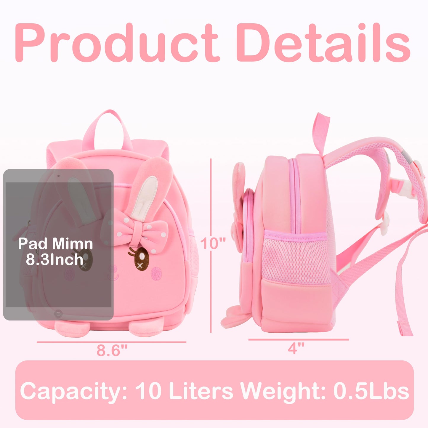 Toddler Backpacks for Boys Girls 2-4 Cute 3D Kids Duck Schoolbag with Baby Leash for Small Preschool Kindergarten Bookbag Cartoon Mini Travel Bags 10inch (Yellow)