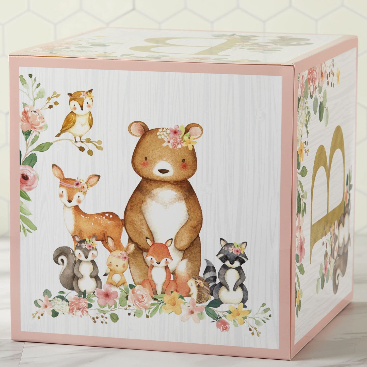 Kate Aspen Woodland Baby Shower Boxes with Letters for Baby Shower Gender Reveal Decorations Photo Prop & Forest Animal Nursery Decor (Set of 4 Blocks Spells Baby)