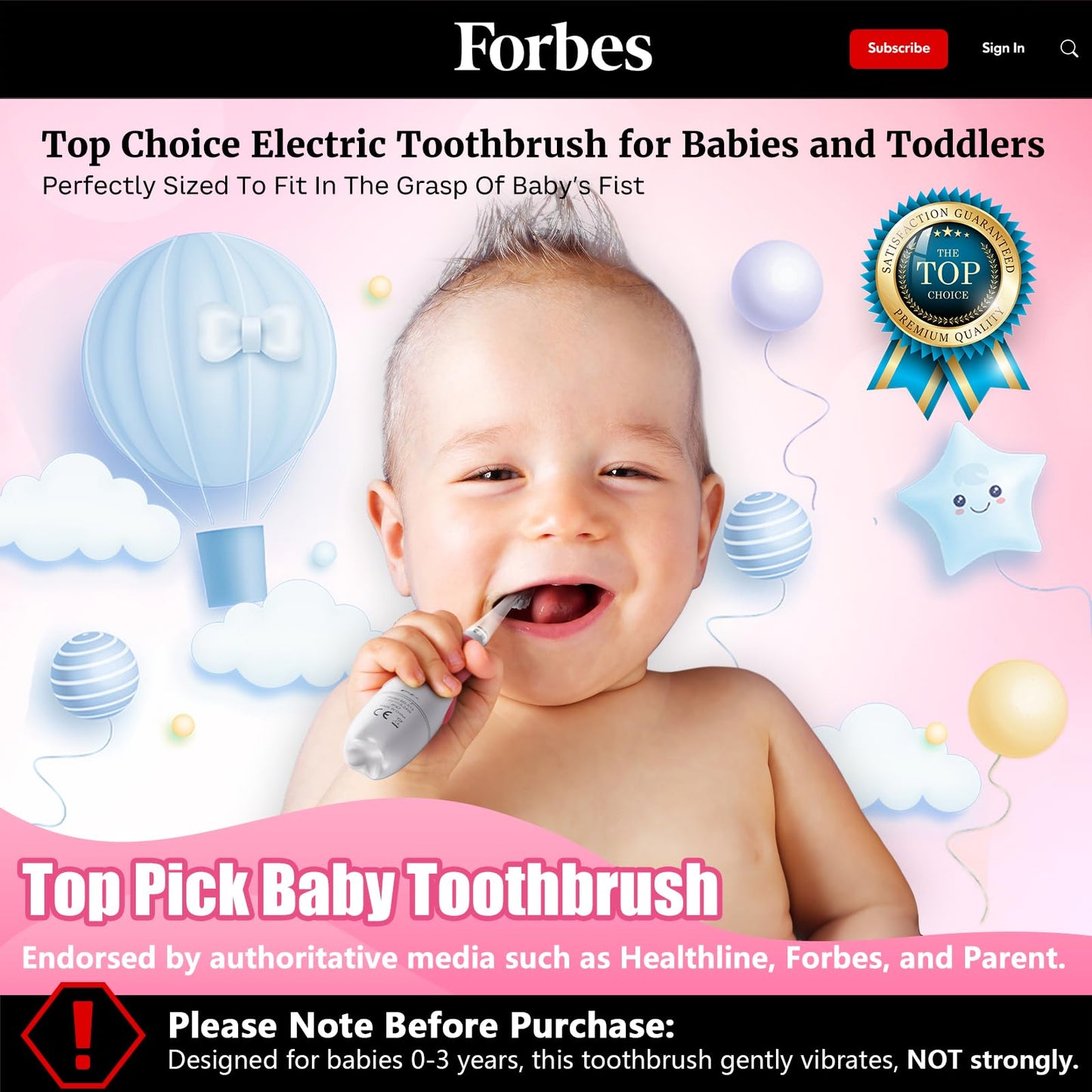 DADA-TECH Toddler Electric Toothbrush Kids Age 1-2-3 Years Old, Baby Electric Toothbrush with LED Light 2 Minutes Timer 4 Vibrating Heads for Infants Toothbrush 6 to 12 Months and Up (Pink Penguin)